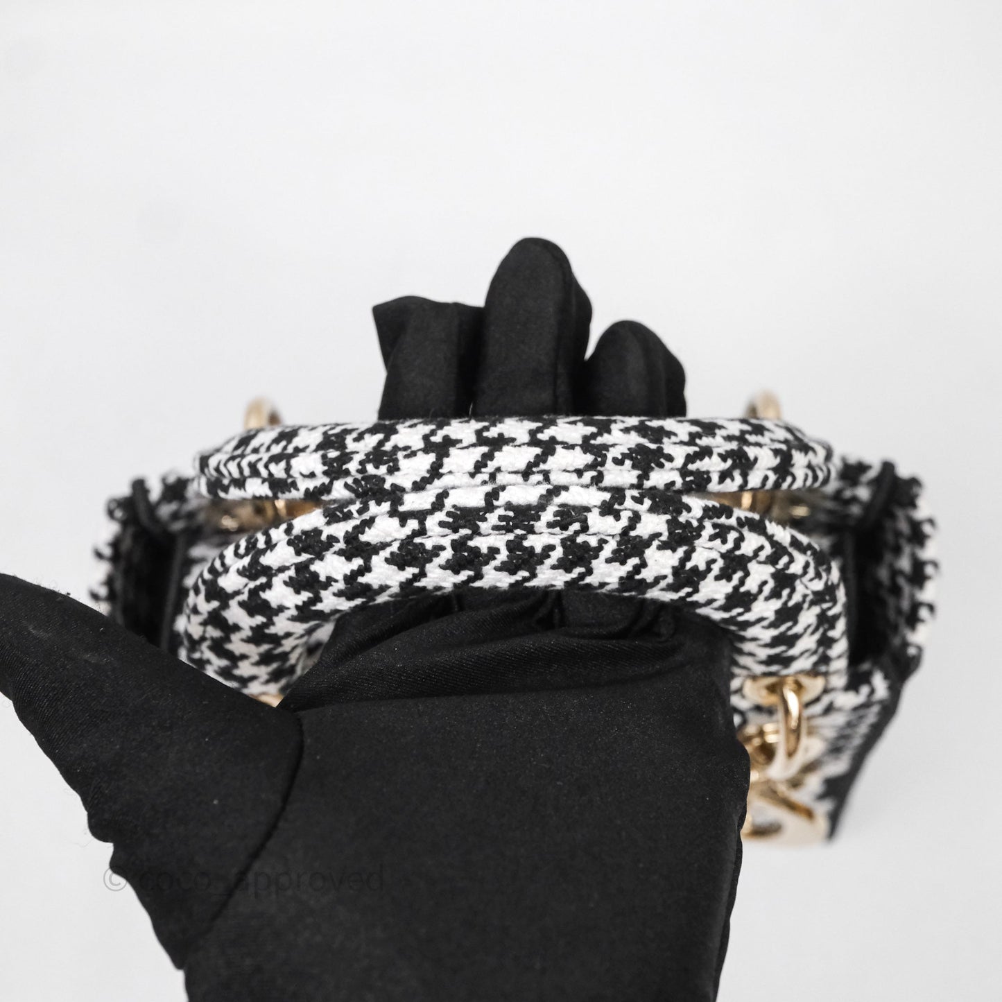 Christian Dior Mini Lady D-Lite Bag Black White Houndstooth