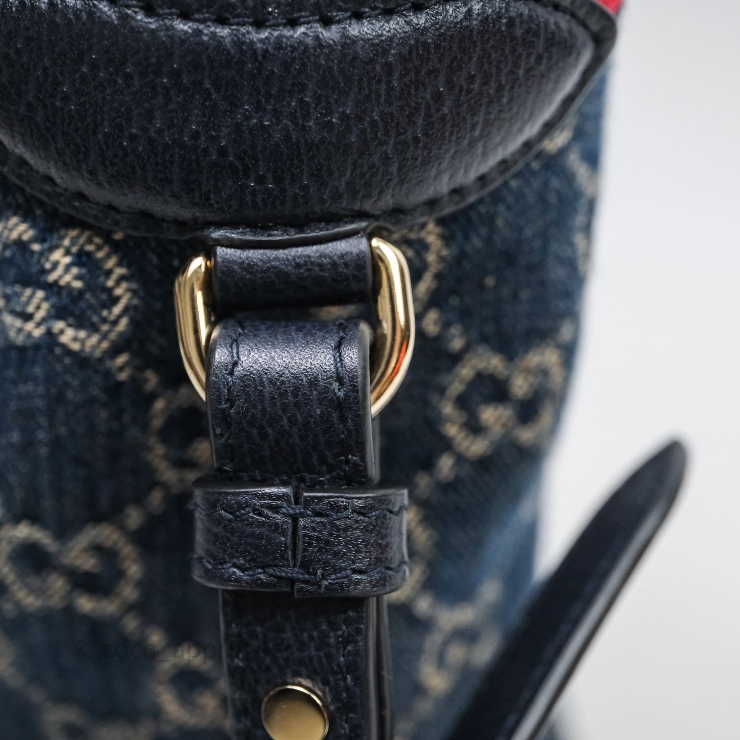 Gucci Giglio Small Tote Bag Blue and White GG Denim