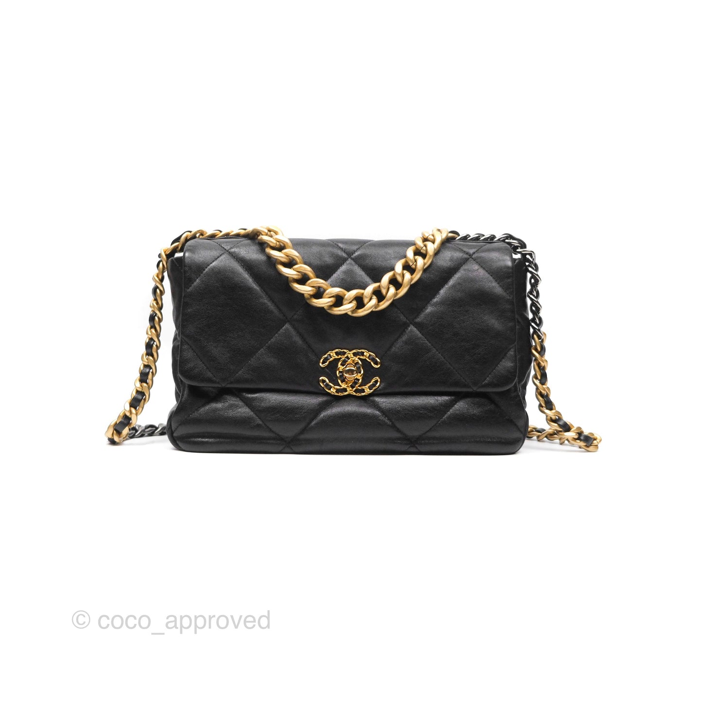 Chanel 19 Medium Black Goatskin Mixed Hardware