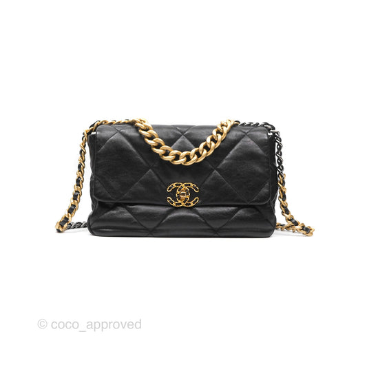 Chanel 19 Medium Black Goatskin Mixed Hardware