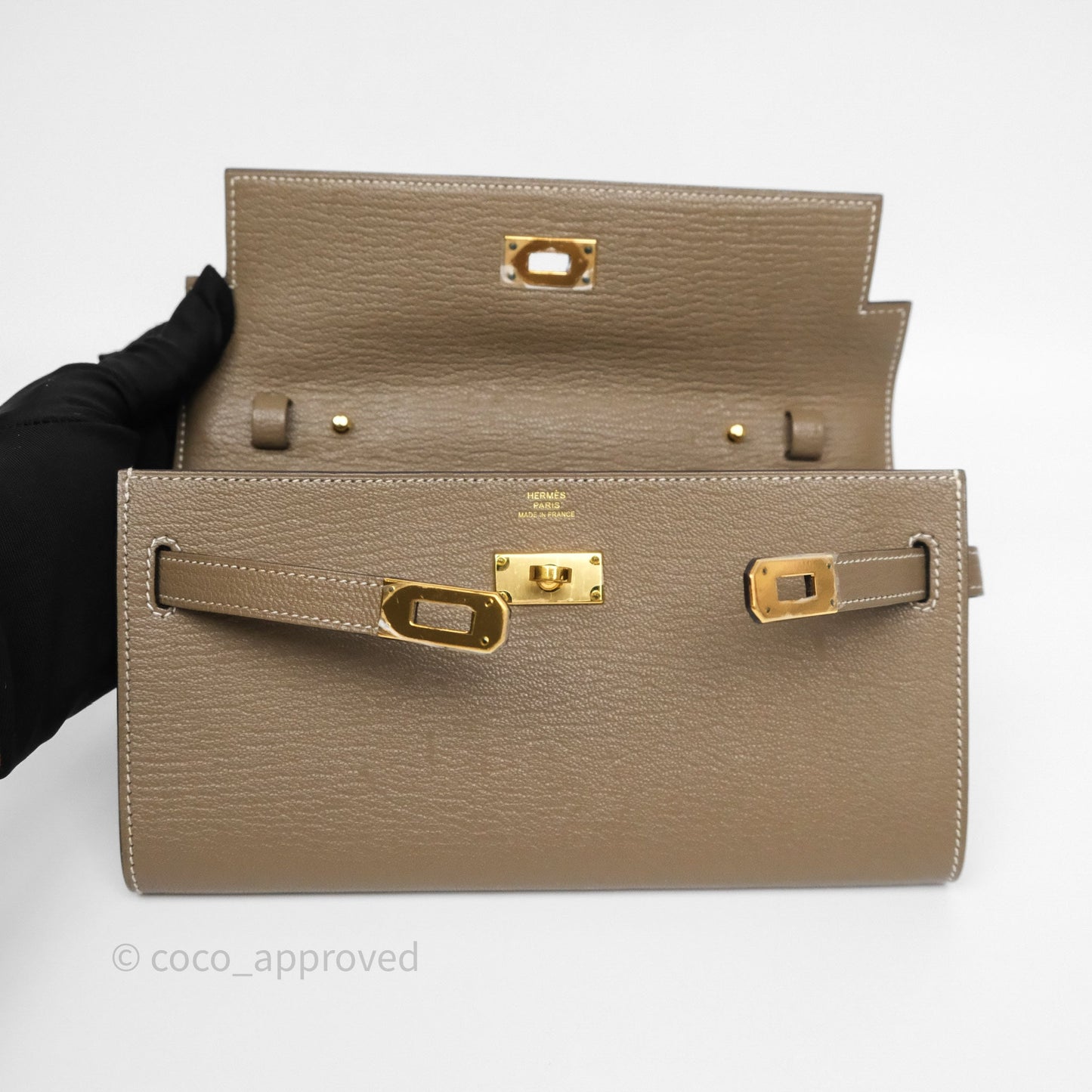 Hermès Kelly To Go Wallet Etoupe 18 Chevre Mysore Gold Hardware