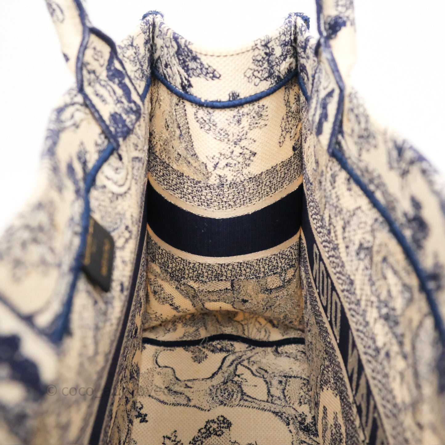 Dior Medium Book Tote White/Blue Toile De Jouy Embroidered Canvas