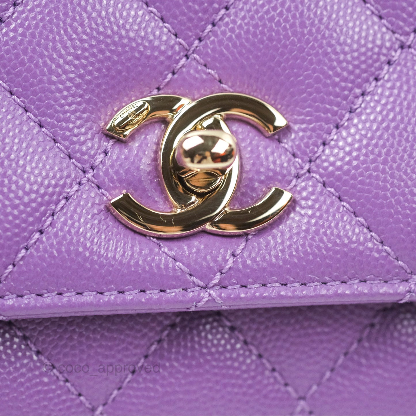 Chanel Mini Coco Handle Purple Caviar Gold Hardware