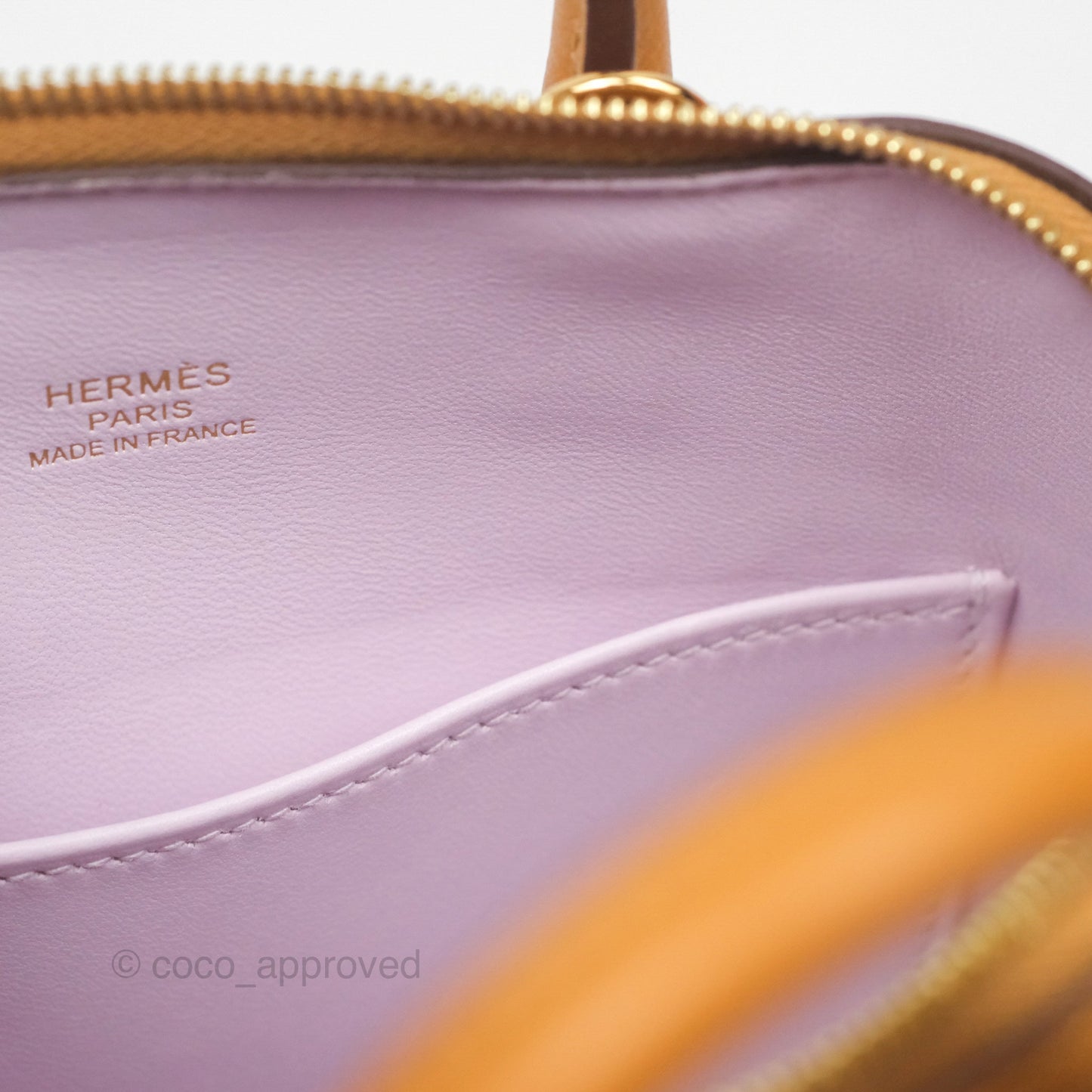 Hermès Bolide Mini 1923 Evercolor Caramel 28/ Mauve Pale 09 Gold Hardware