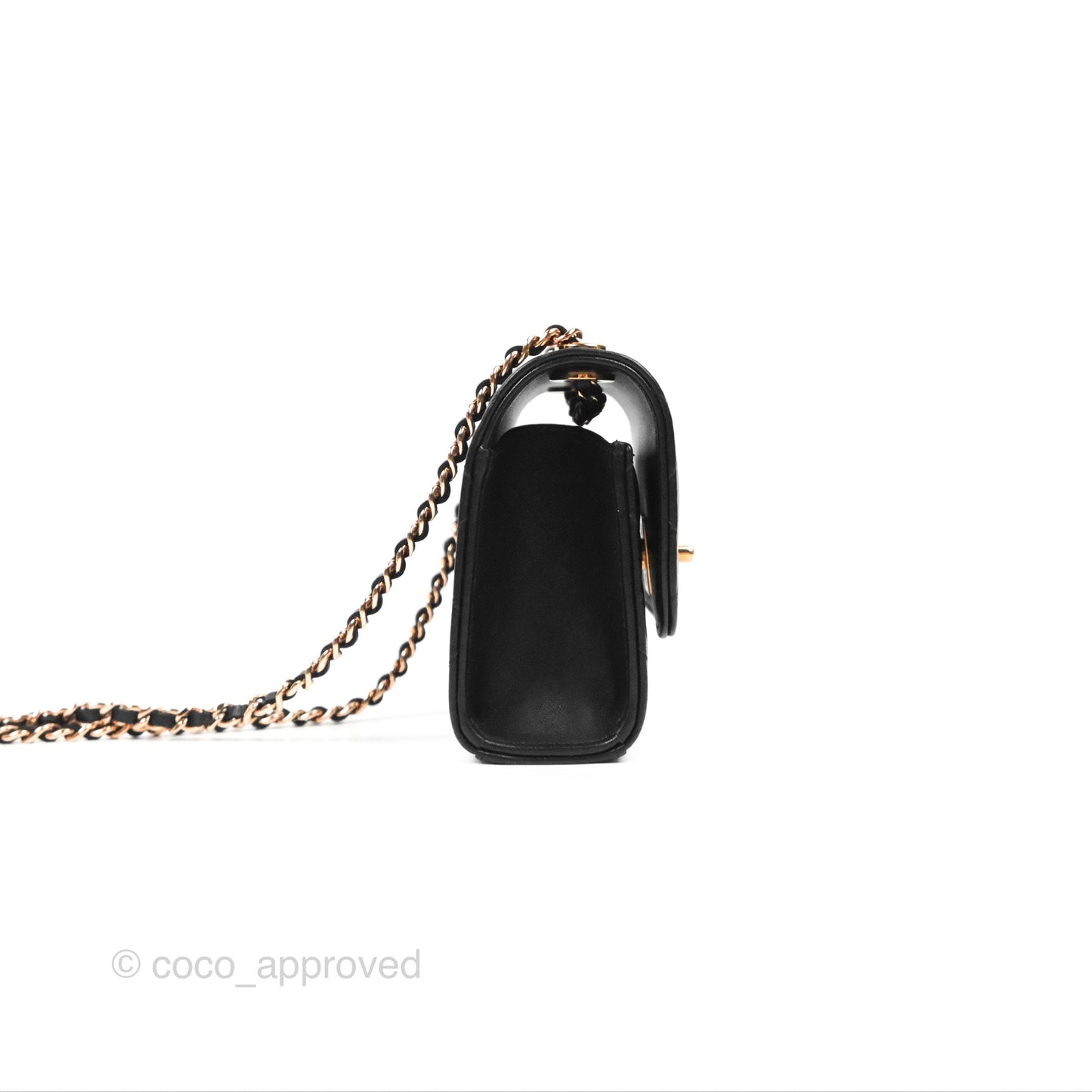 Chanel Mini Quilted Trendy CC Clutch With Chain Black Lambskin Rose Gold Hardware