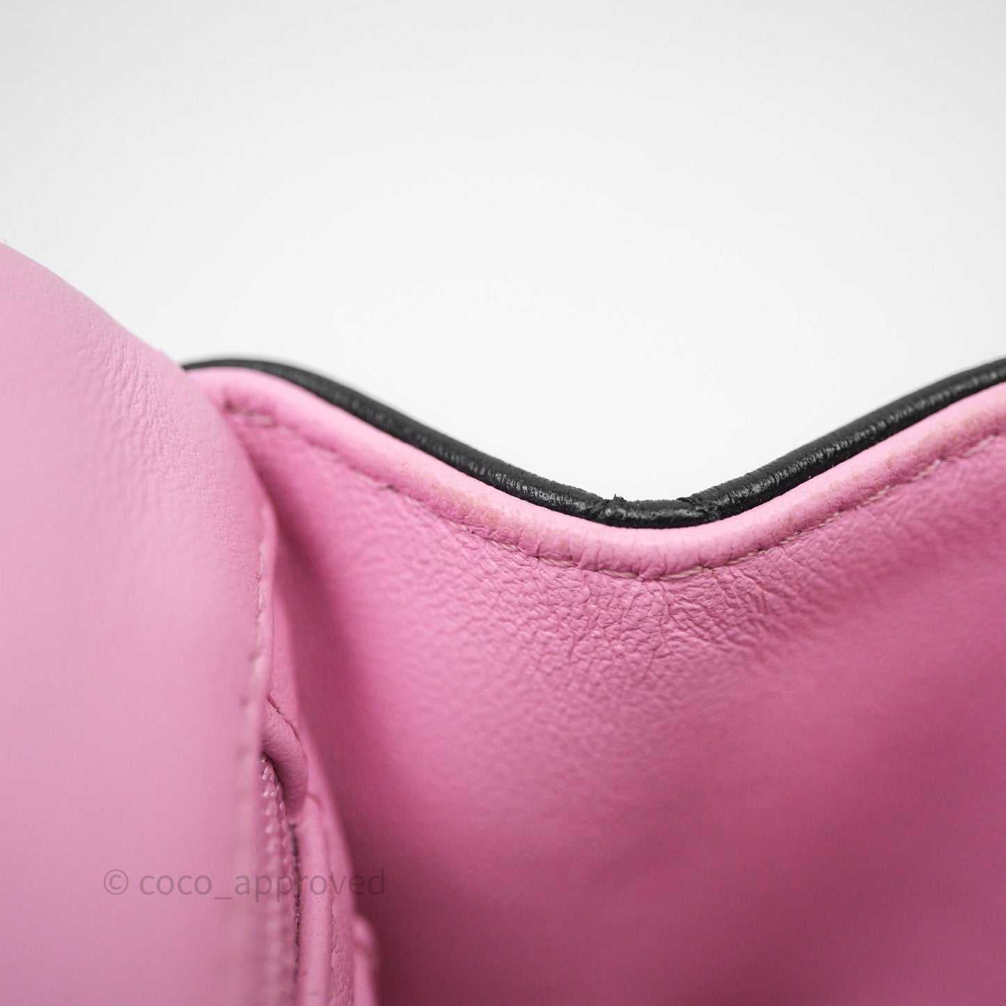 Chanel Top Handle Mini Rectangular Flap Black/Pink Lambskin Gold Hardware 23P