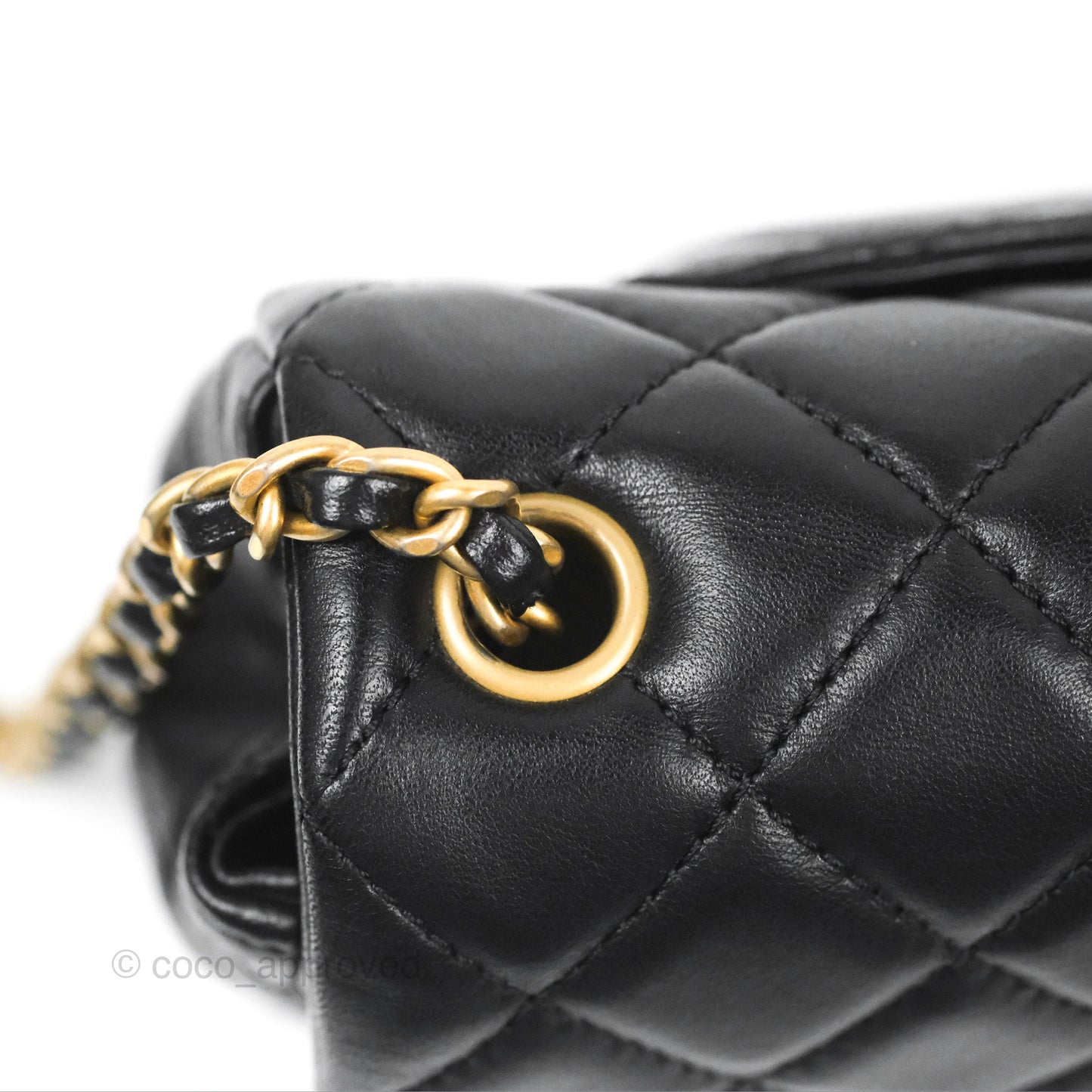 Chanel Mini Rectangular Pearl Crush Black Lambskin Aged Gold Hardware