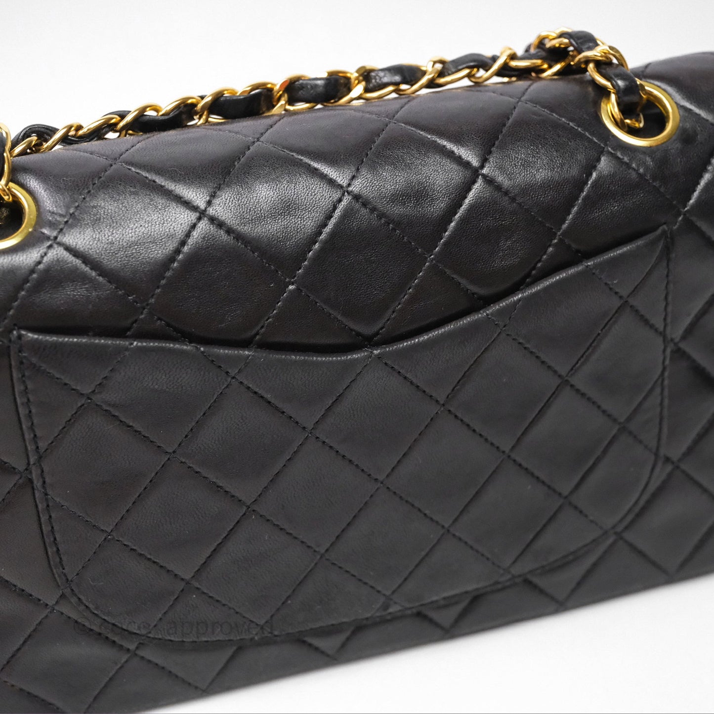 Chanel Vintage Lambskin Small Double Flap Bag Black Gold Hardware