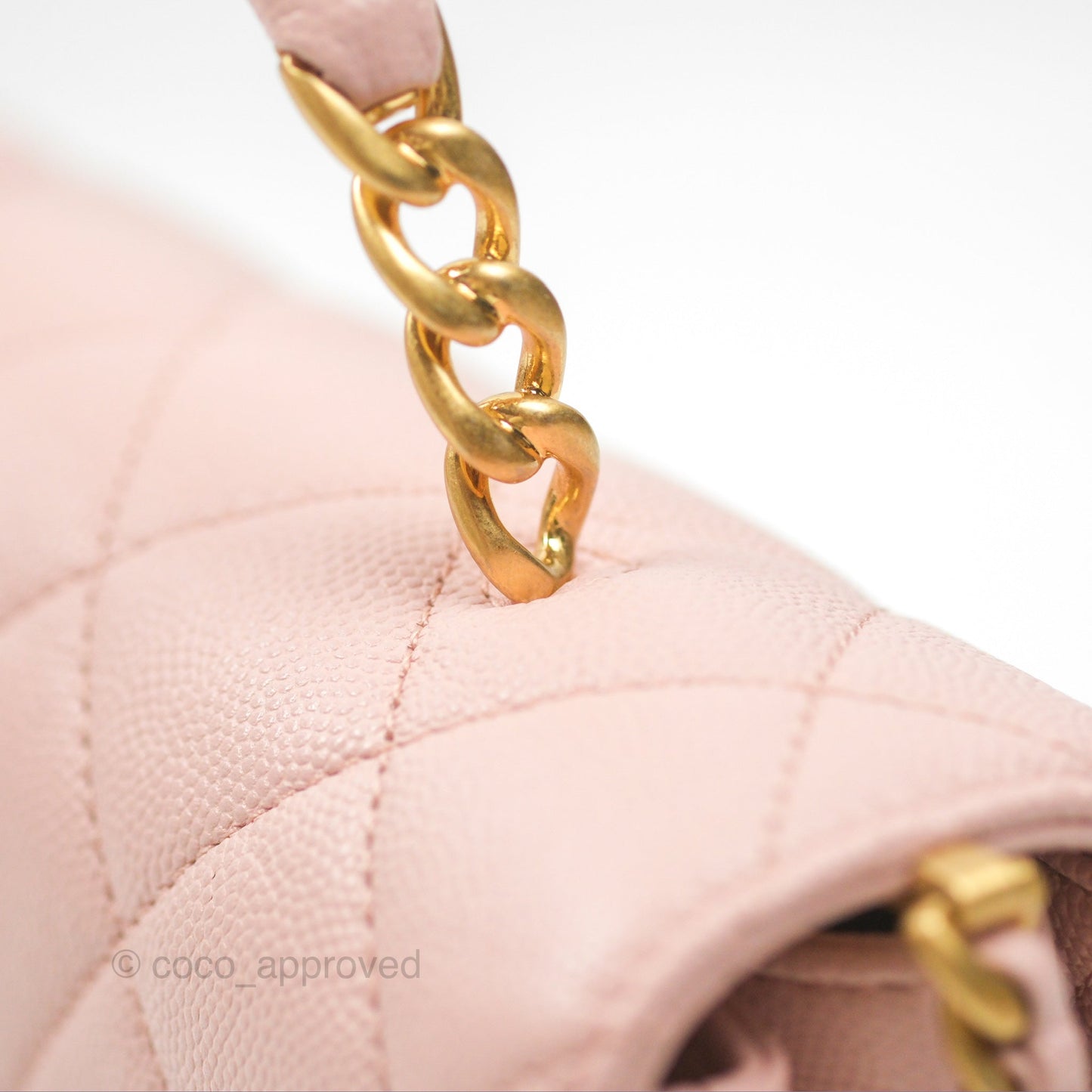Chanel Carry Me Top Handle Flap Bag Pink Caviar Aged Gold Hardware 23S