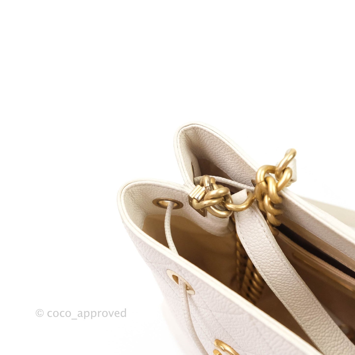 Chanel Grained Calfskin Ivory Drawstring Bucket Bag Aged Gold Hardware