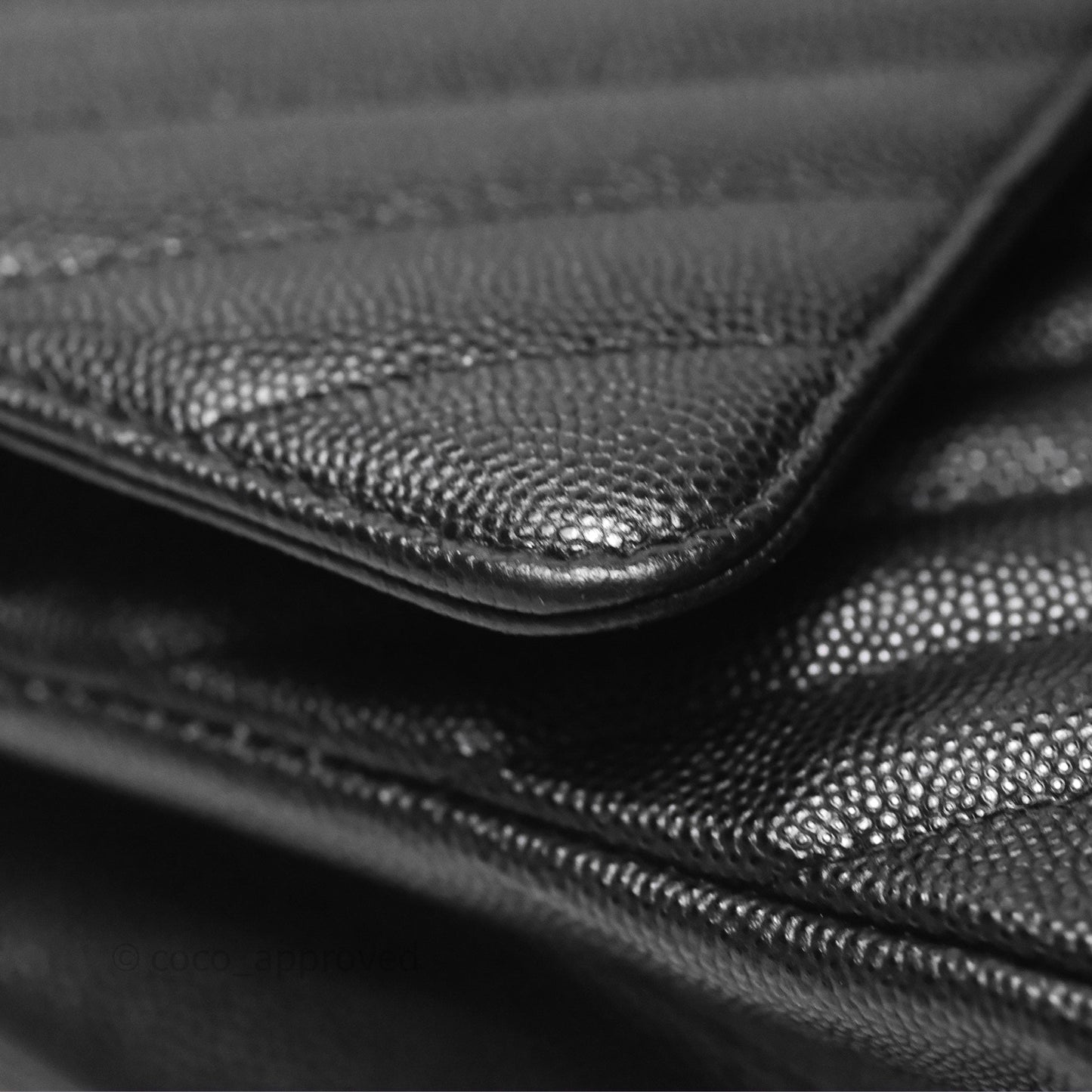 Chanel Classic M/L Medium Flap Chevron Black Caviar Silver Hardware