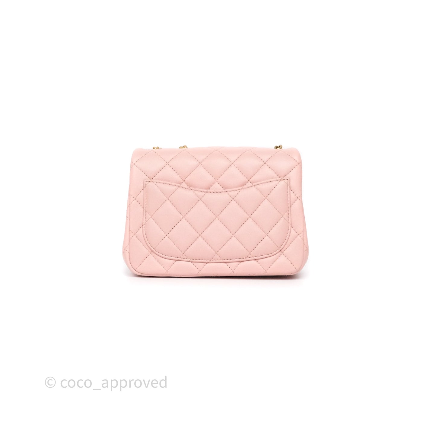 Chanel Quilted Mini Square Flap with Camellia Adjustable Chain Pink Clair Lambskin