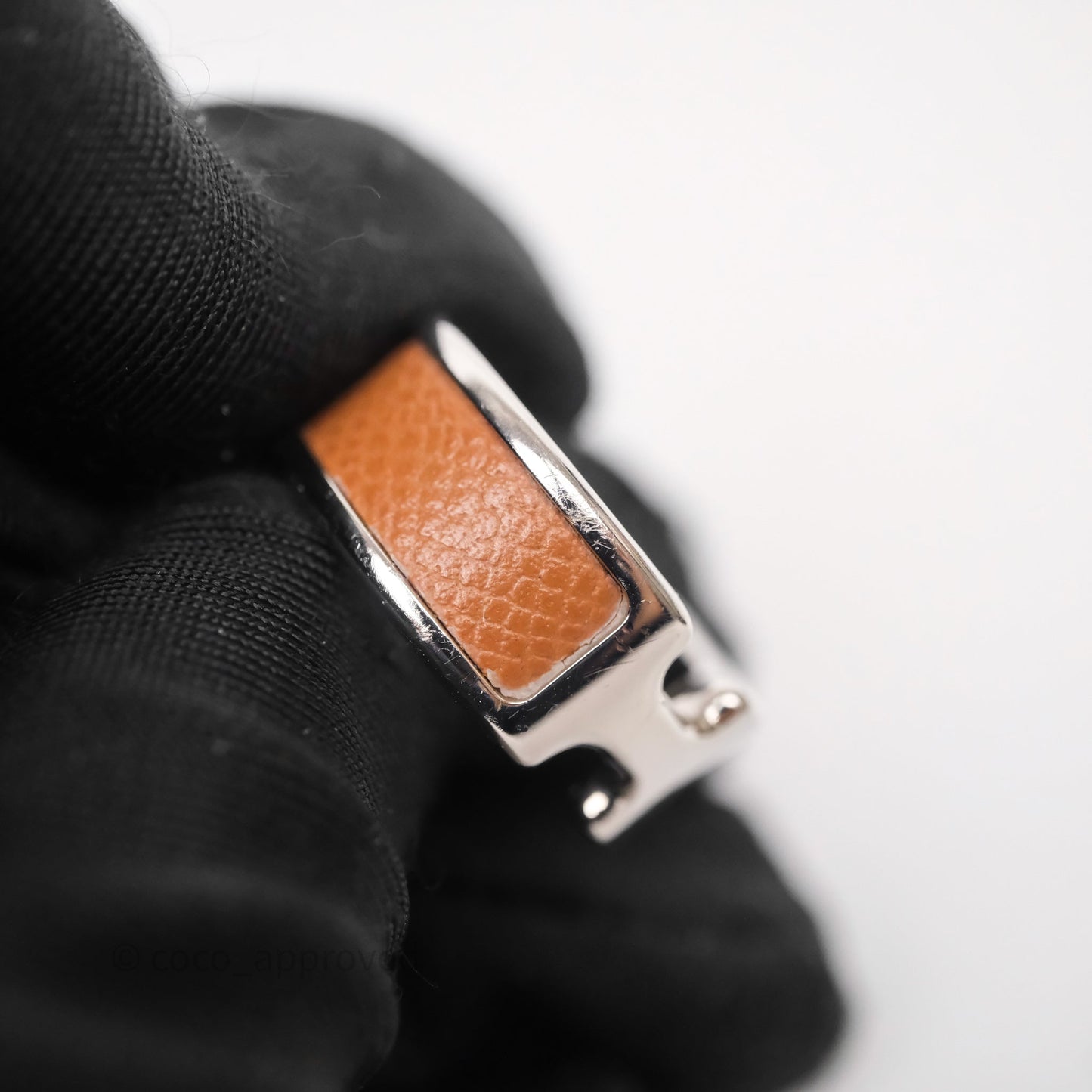 Hermès Olympe Ring Medium Model Gold 37 Epsom Silver Hardware