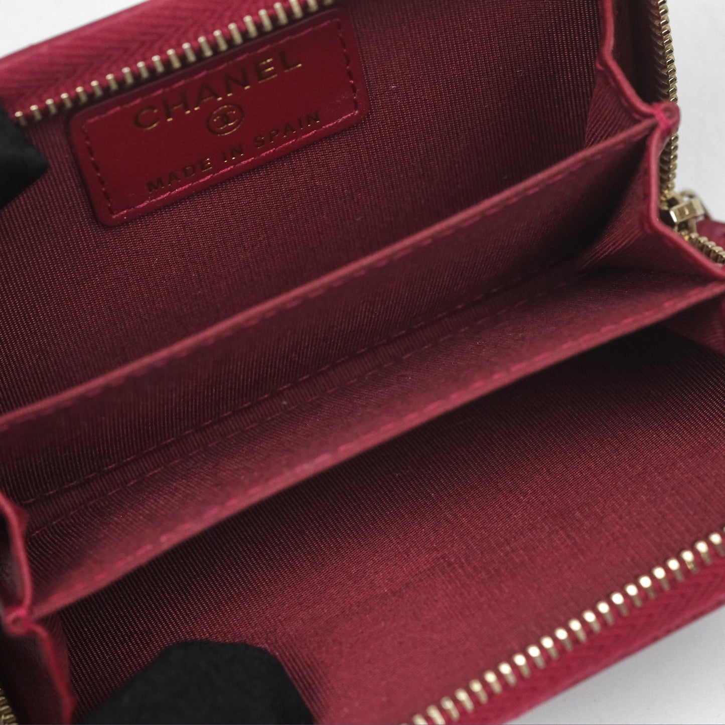 Chanel 19 Zip Card Holder Pink Lambskin Gold Hardware