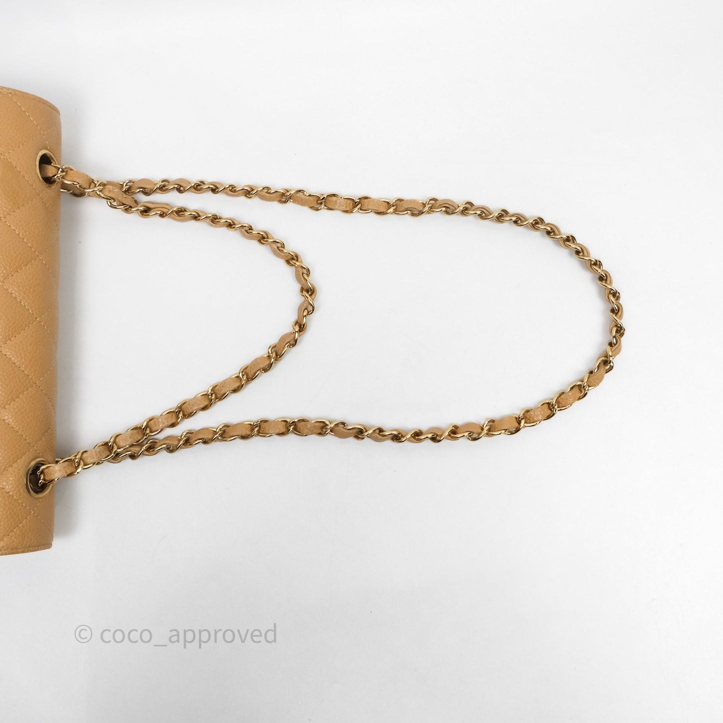 Chanel Vintage Small Classic Flap Beige Claire Caviar 24K Gold Hardware