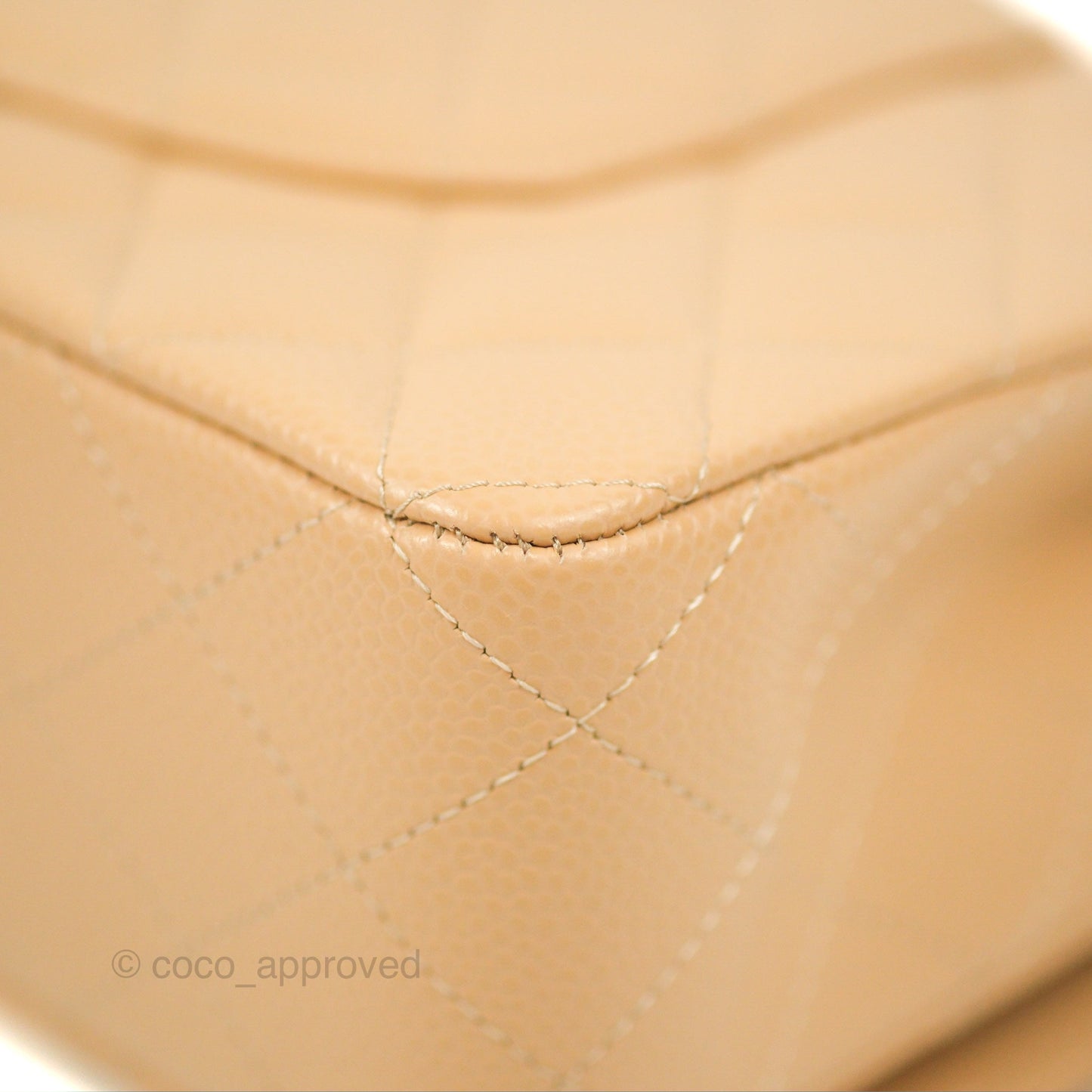 Chanel Classic M/L Medium Flap Quilted Beige Caviar Gold Hardware