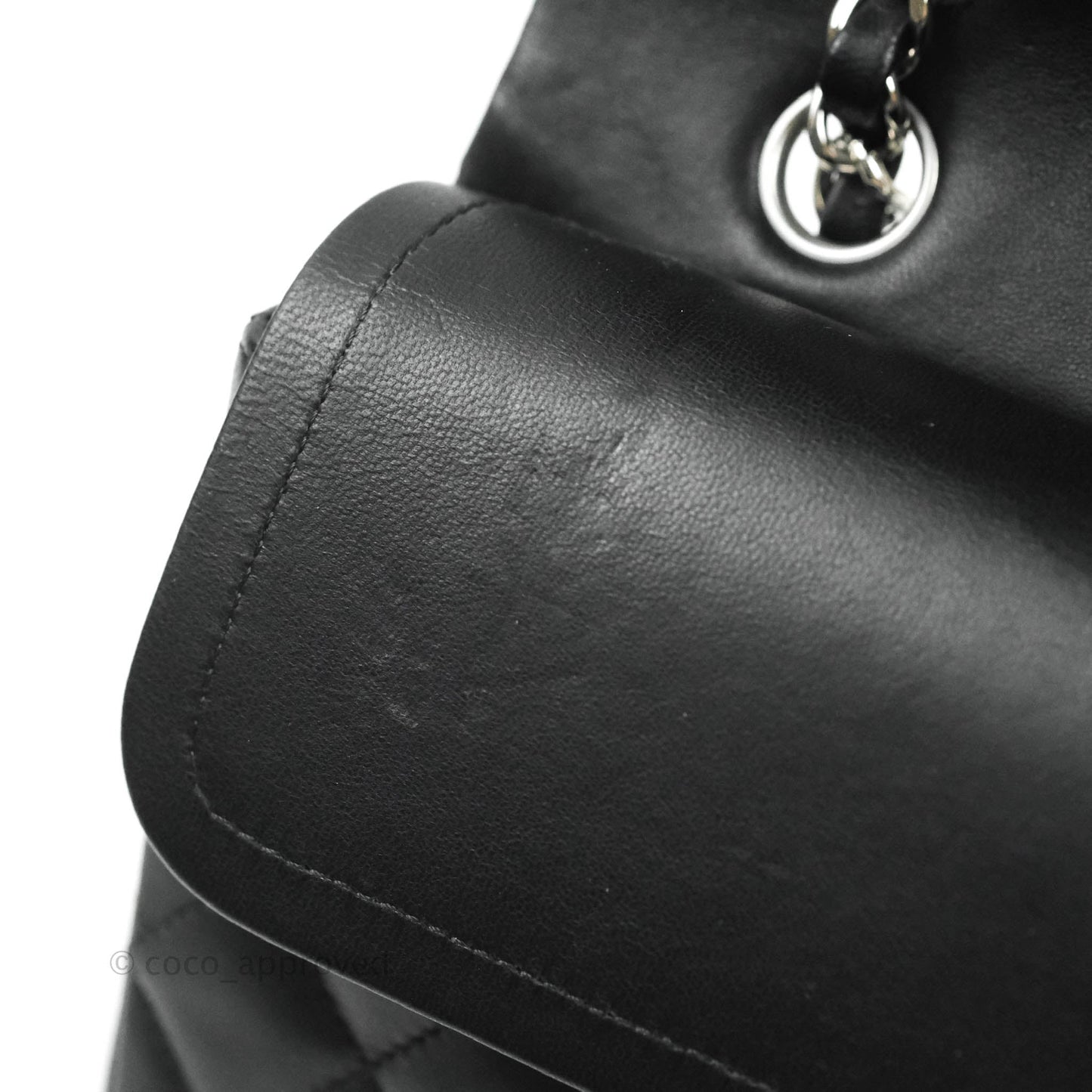 Chanel Classic M/L Medium Double Flap Black Lambskin Silver Hardware