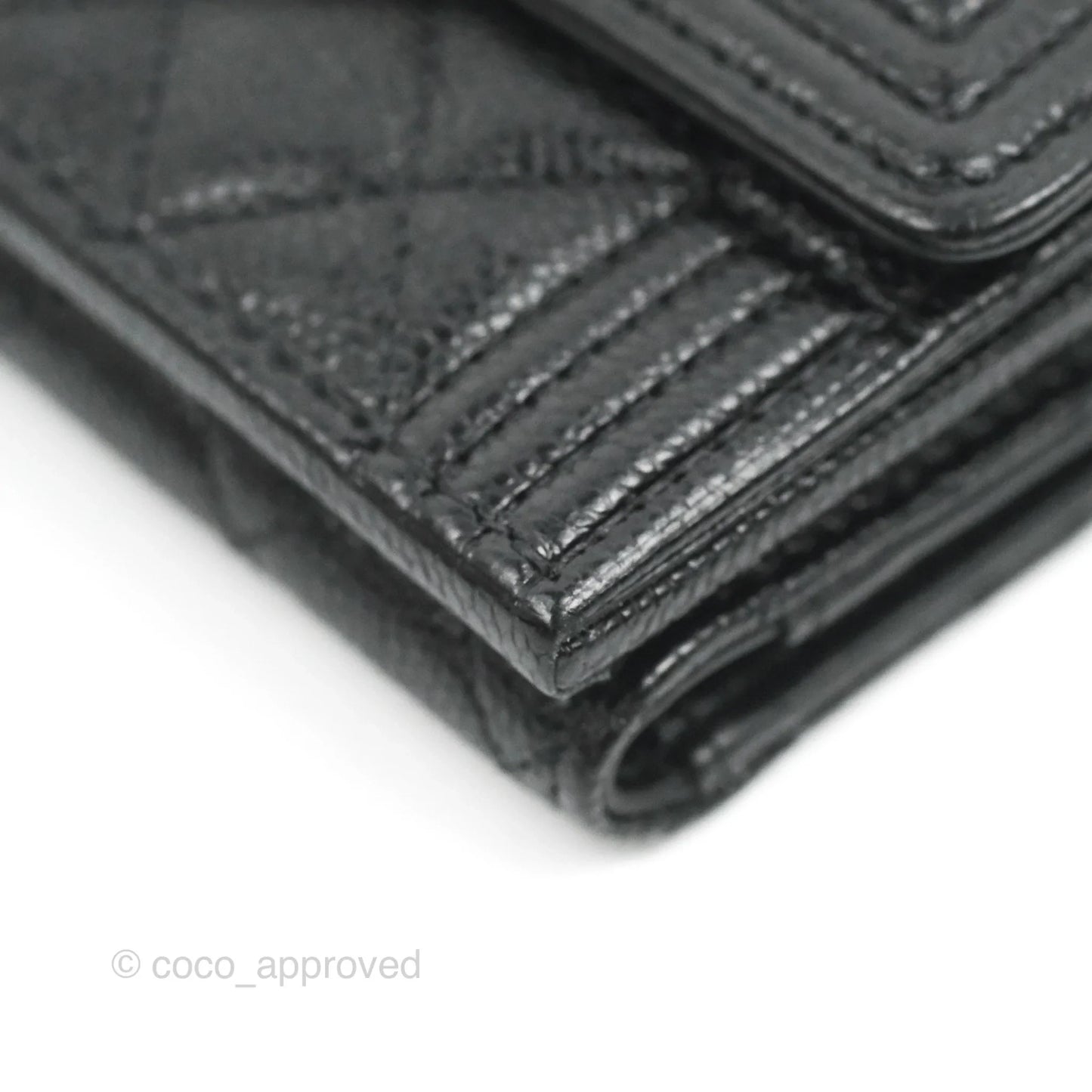 Chanel Quilted Small Boy Flap Wallet Black Caviar Gold Hardware
