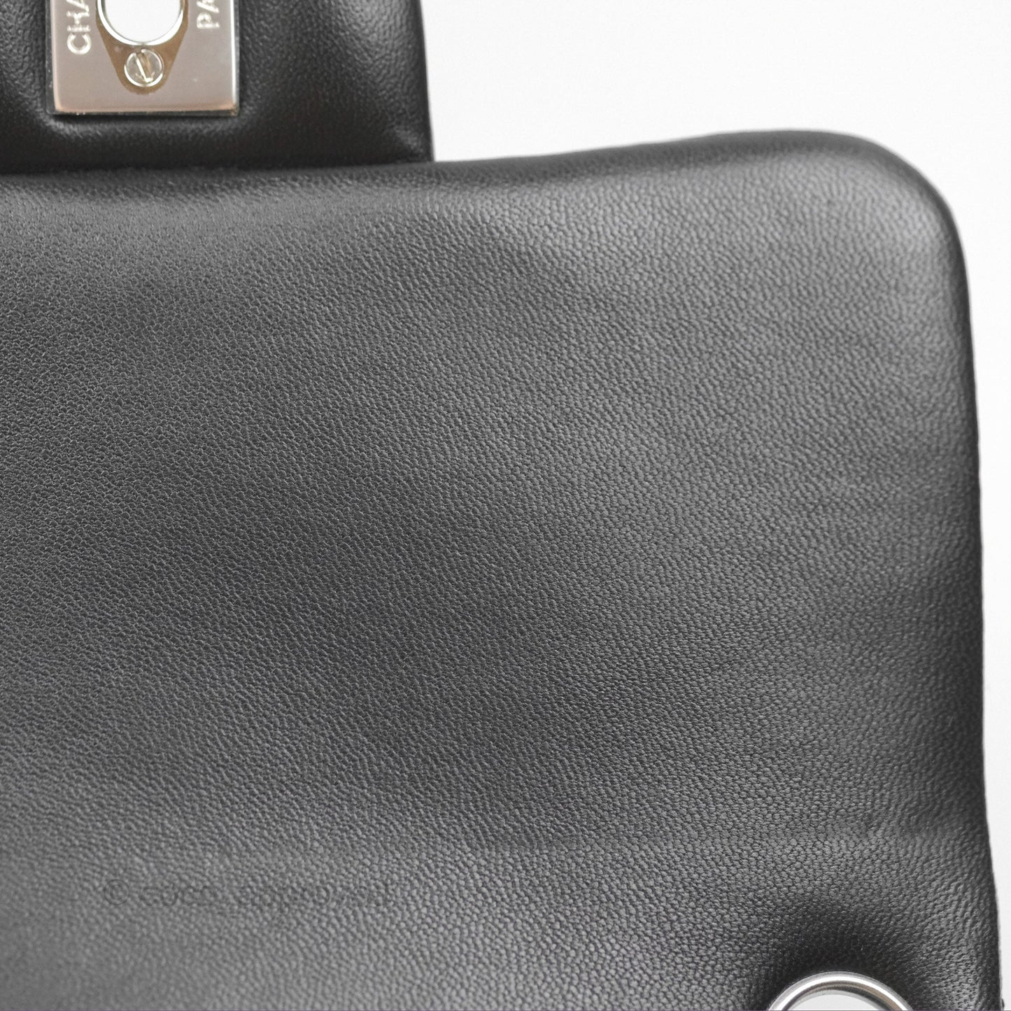 Chanel Mini Square Flap Quilted Black Lambskin Silver Hardware