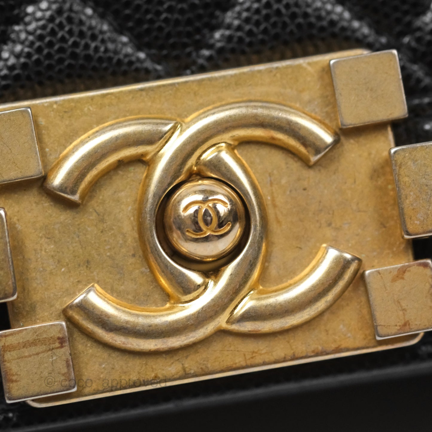 Chanel Medium Boy Quilted Black Caviar Aged Gold Hardware