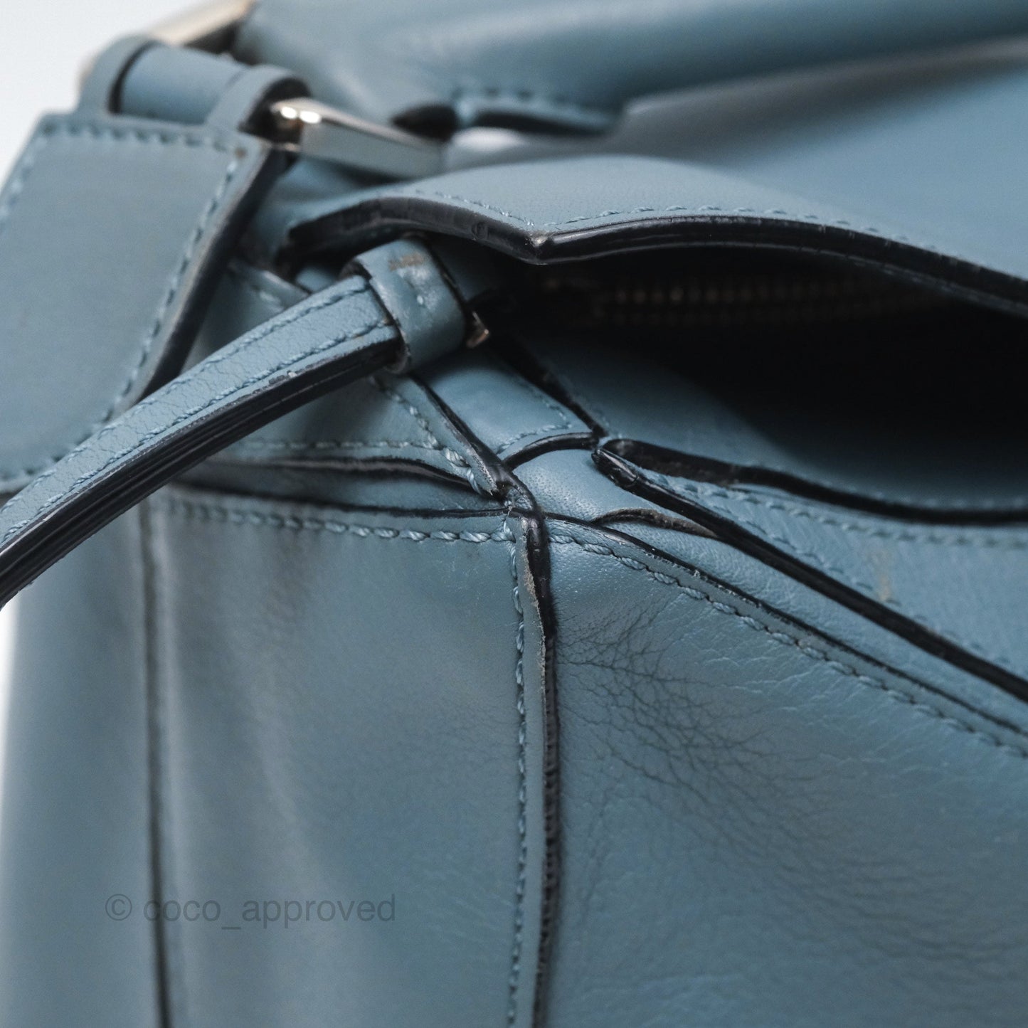 Loewe Medium Puzzle Bag Blue Calfskin Silver Hardware