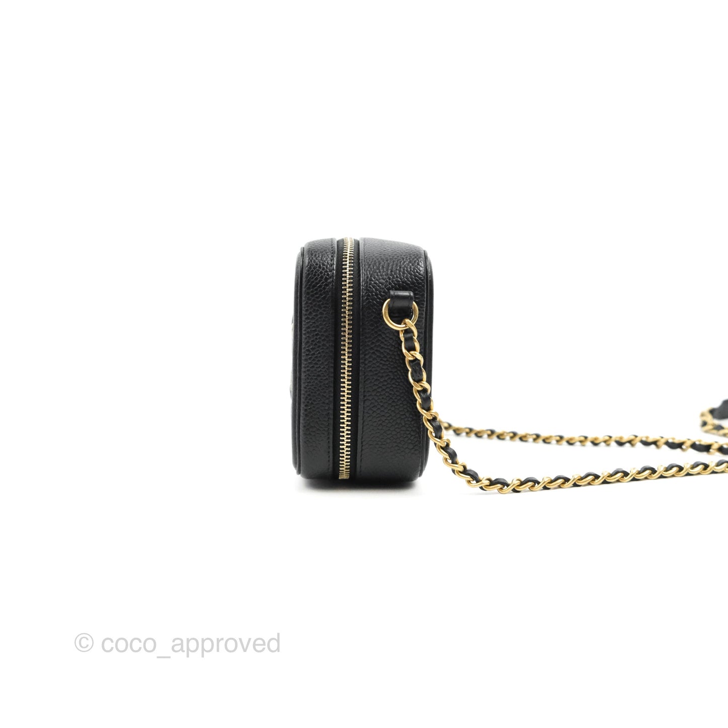 Chanel CC Filigree Vanity Clutch With Chain Caviar Black Aged Gold Hardware