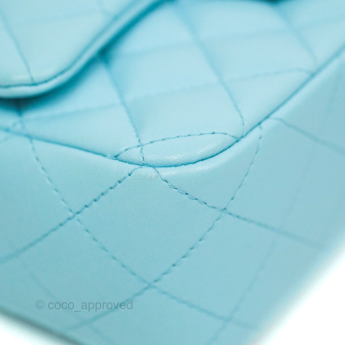 Chanel Quilted Mini Rectangular Flap Neon Blue Lambskin Silver Hardware 21S