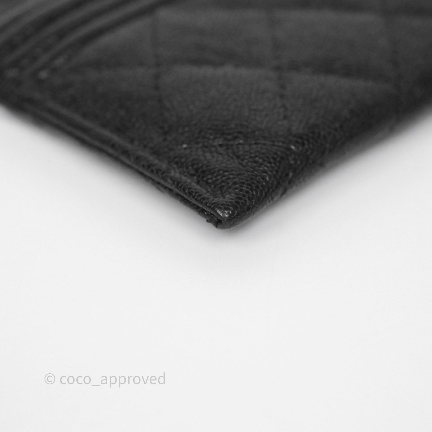 Chanel Boy Card Holder Quilted Black Caviar Aged Gold Hardware