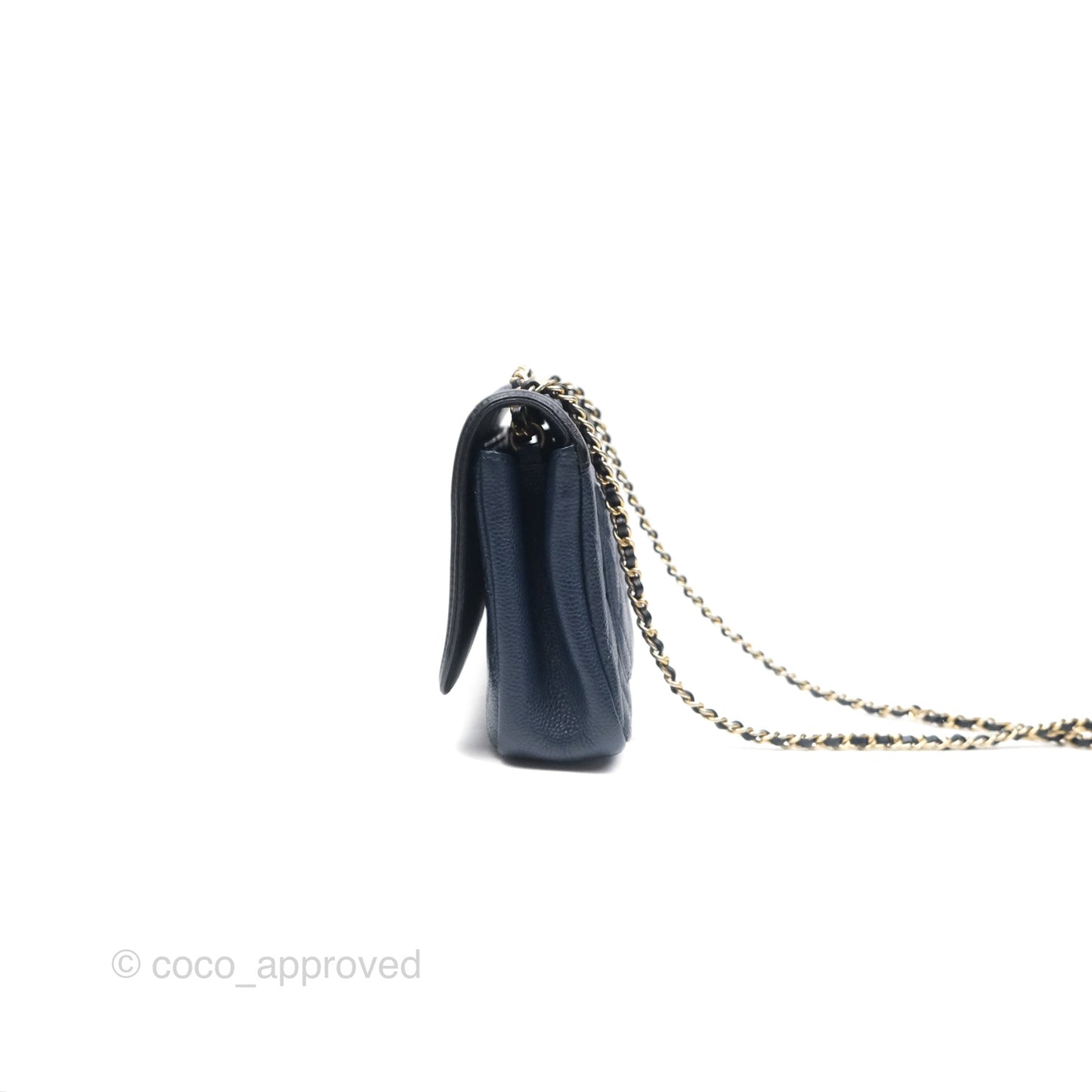 Chanel Small CC Filigree Flap Quilted Navy Black Caviar Aged Gold Hardware