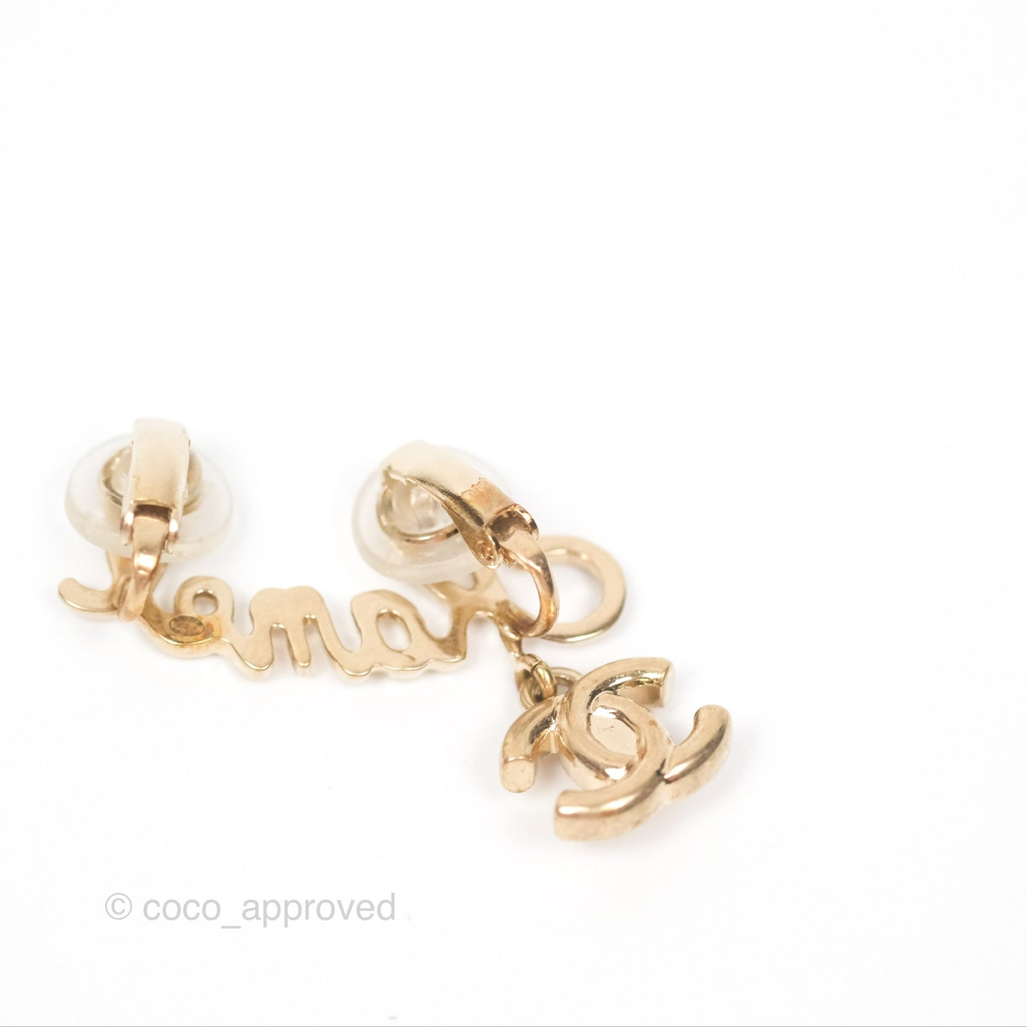 Chanel Logo CC Turnlock Ear Clips Gold Tone 22V