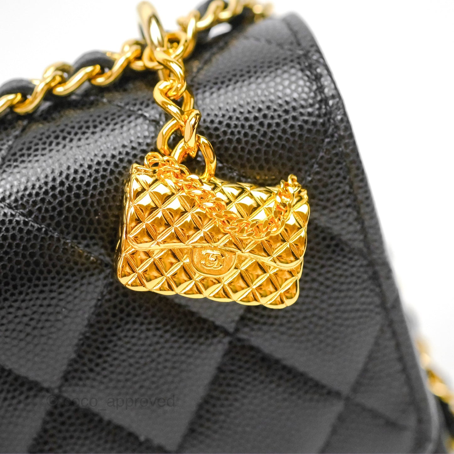 Chanel WOC Bag Charm Black Caviar Gold Hardware