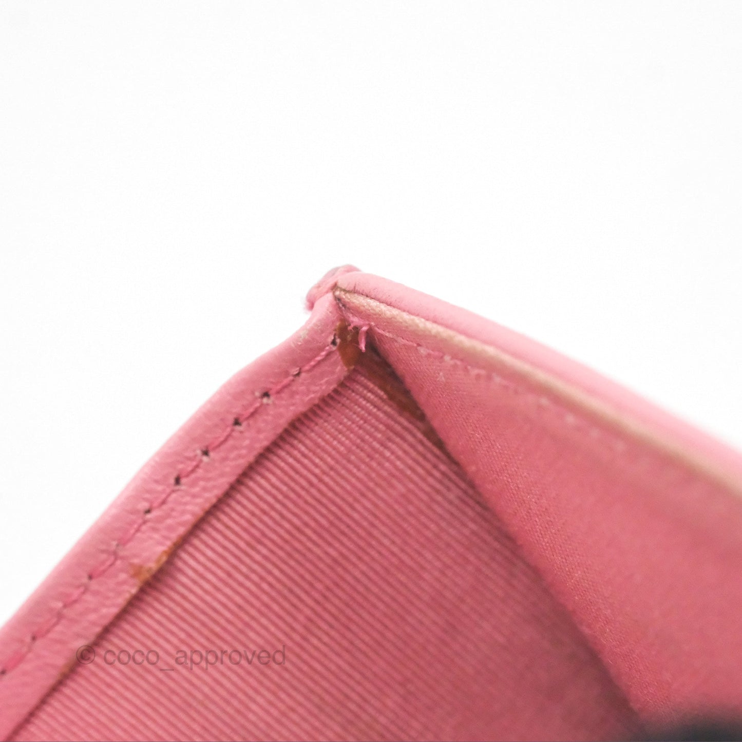 Chanel Quilted Flap Card Holder Pink Lambskin Silver Hardware