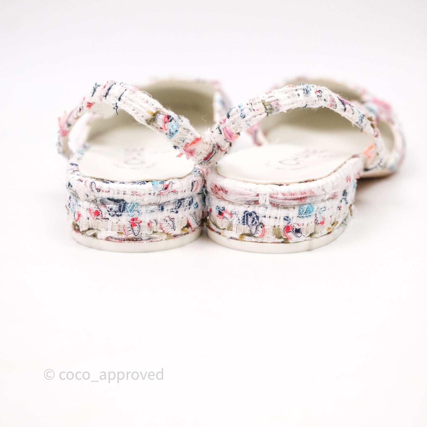 Chanel CC Slingback Flats Pink Tweed Size 39