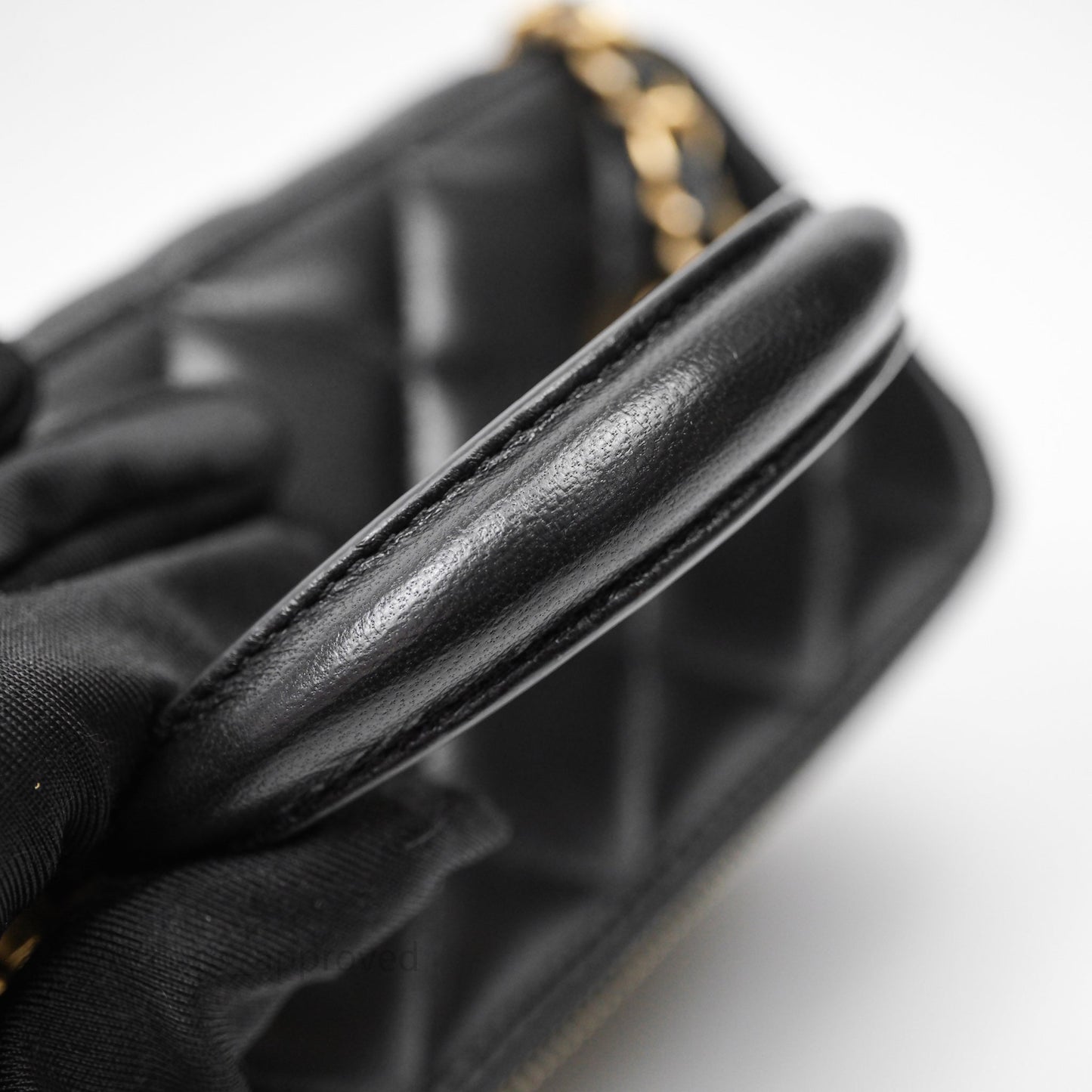 Chanel Top Handle Vanity Rectangular Black Lambskin Aged Gold Hardware