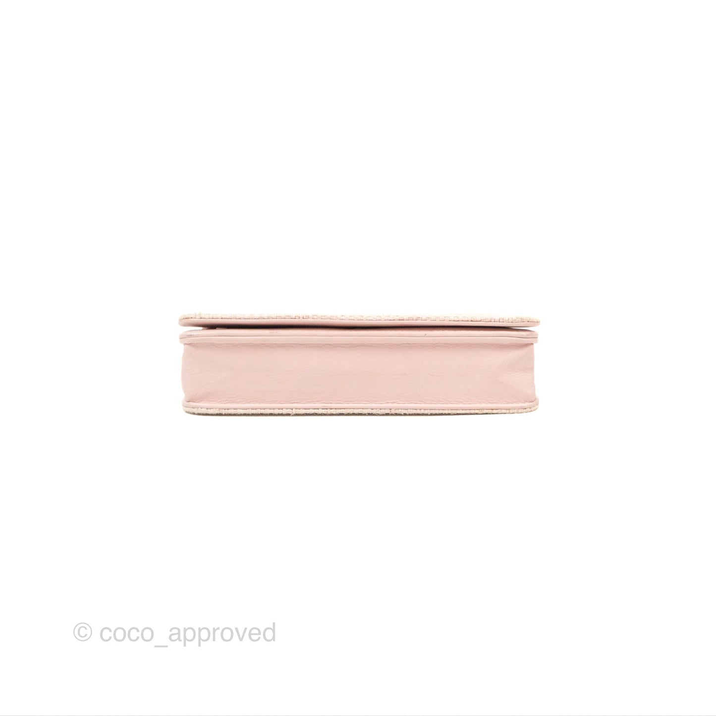 Chanel Deauville Wallet On Chain WOC Pink Canvas Silver Hardware