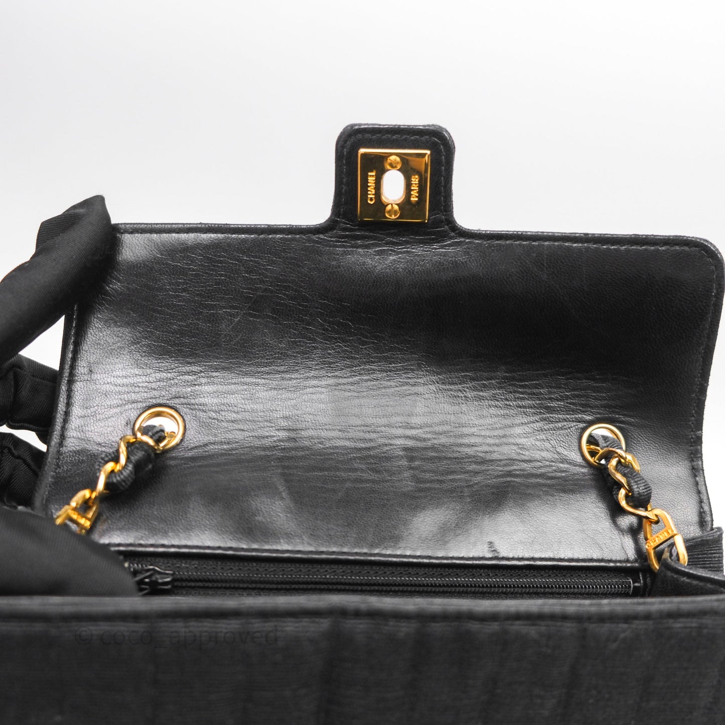 Chanel Vintage Small Flap Bag Black Grosgrain 24K Gold Hardware