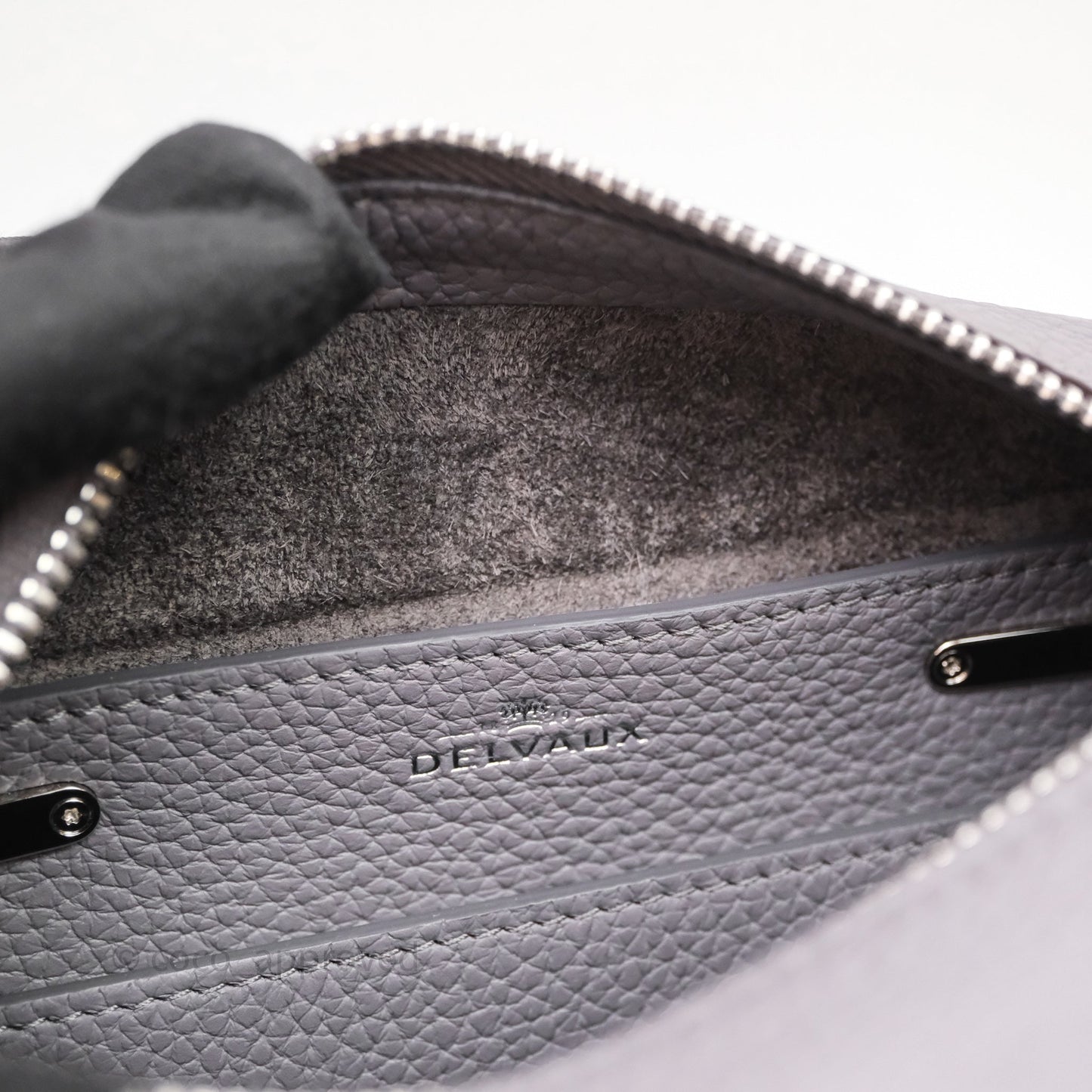 Delvaux Cool Box Mini Taurillon Soft Grained Grey Calfskin Silver Hardware