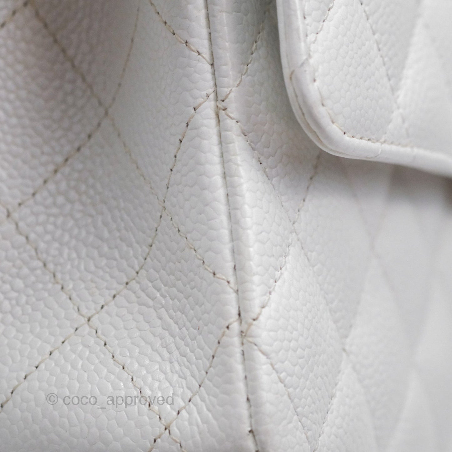 Chanel Classic M/L Medium Double Flap White Caviar Silver Hardware