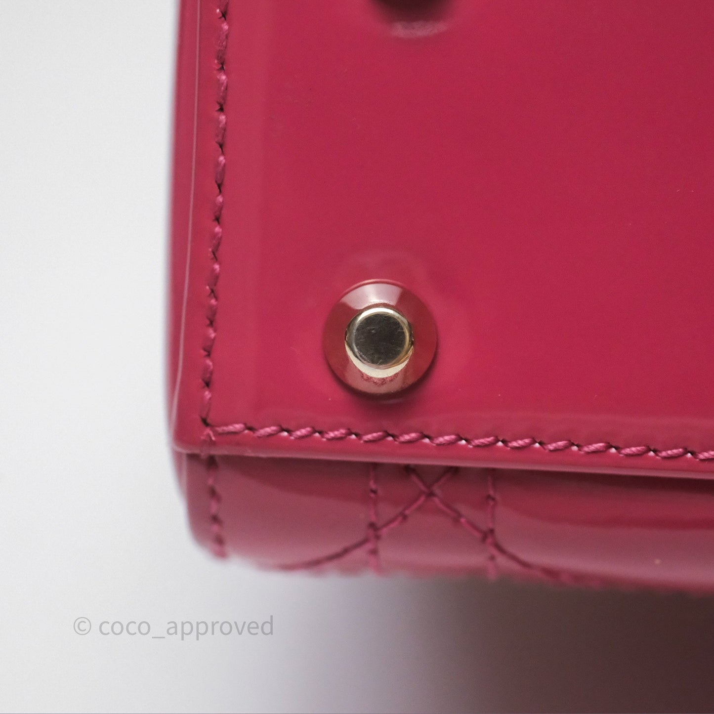 Christian Dior Mini Lady Dior Dusty Pink Patent Cannage Calfskin Gold Hardware