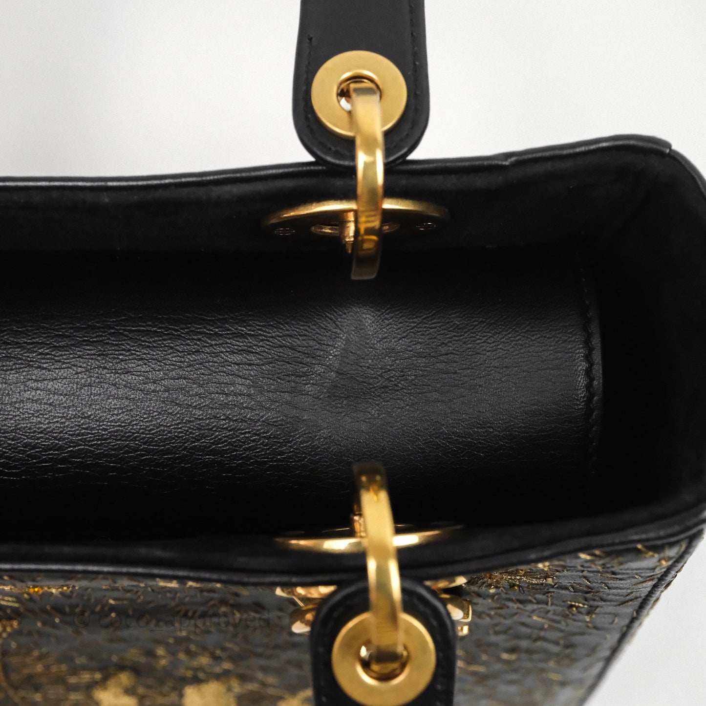 Christian Dior Medium Lady Dior Limited Edition The Moon In My EyesBag Black Calfskin Gold Hardware