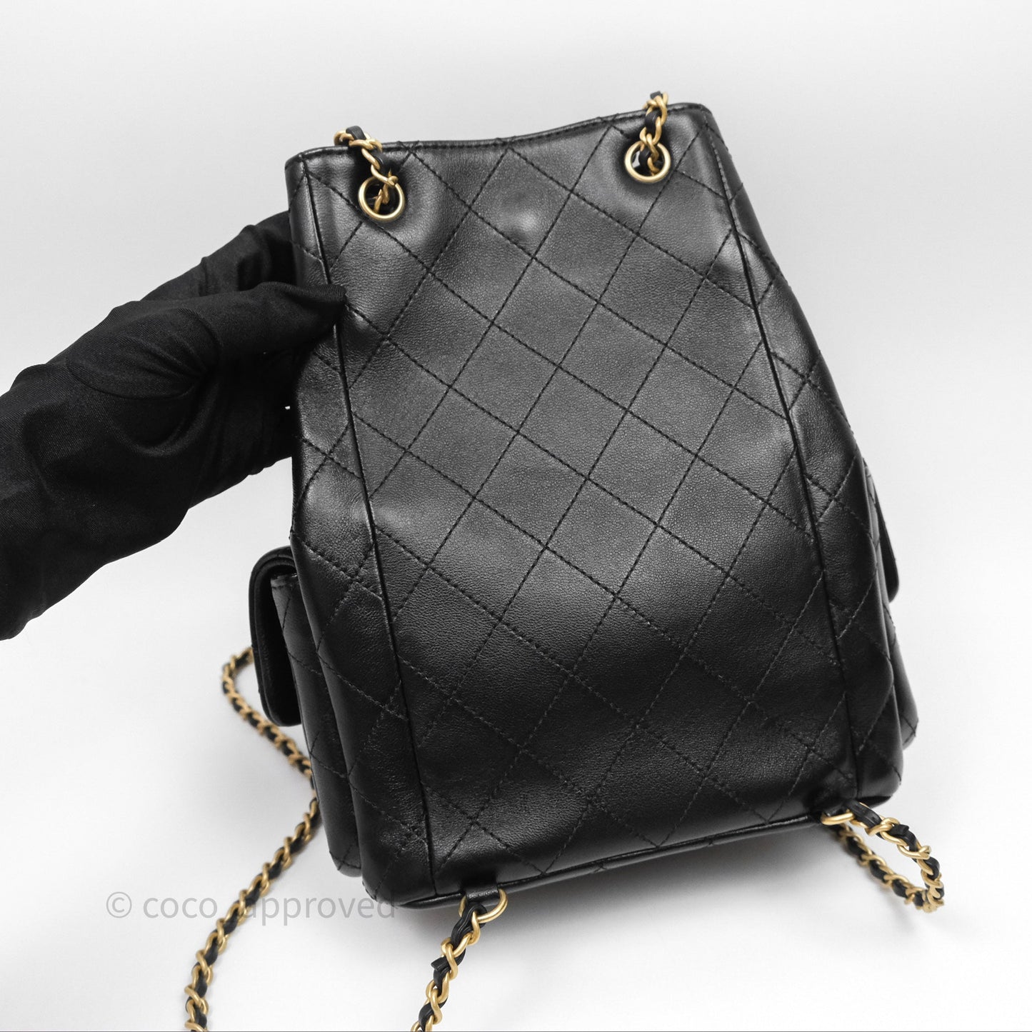 Chanel Double Pocket Black Lambskin Gold Hardware