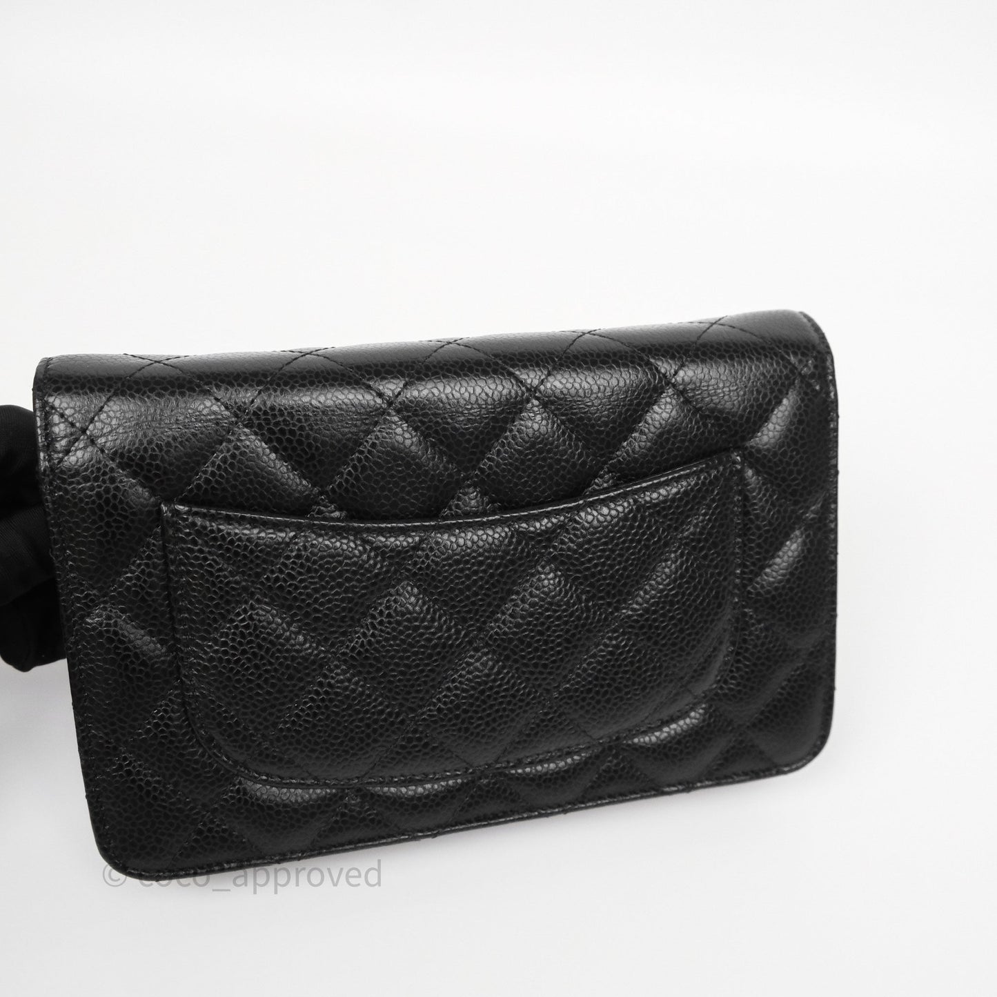 Chanel Classic Wallet On Chain WOC Quilted Black Caviar Gold Hardware