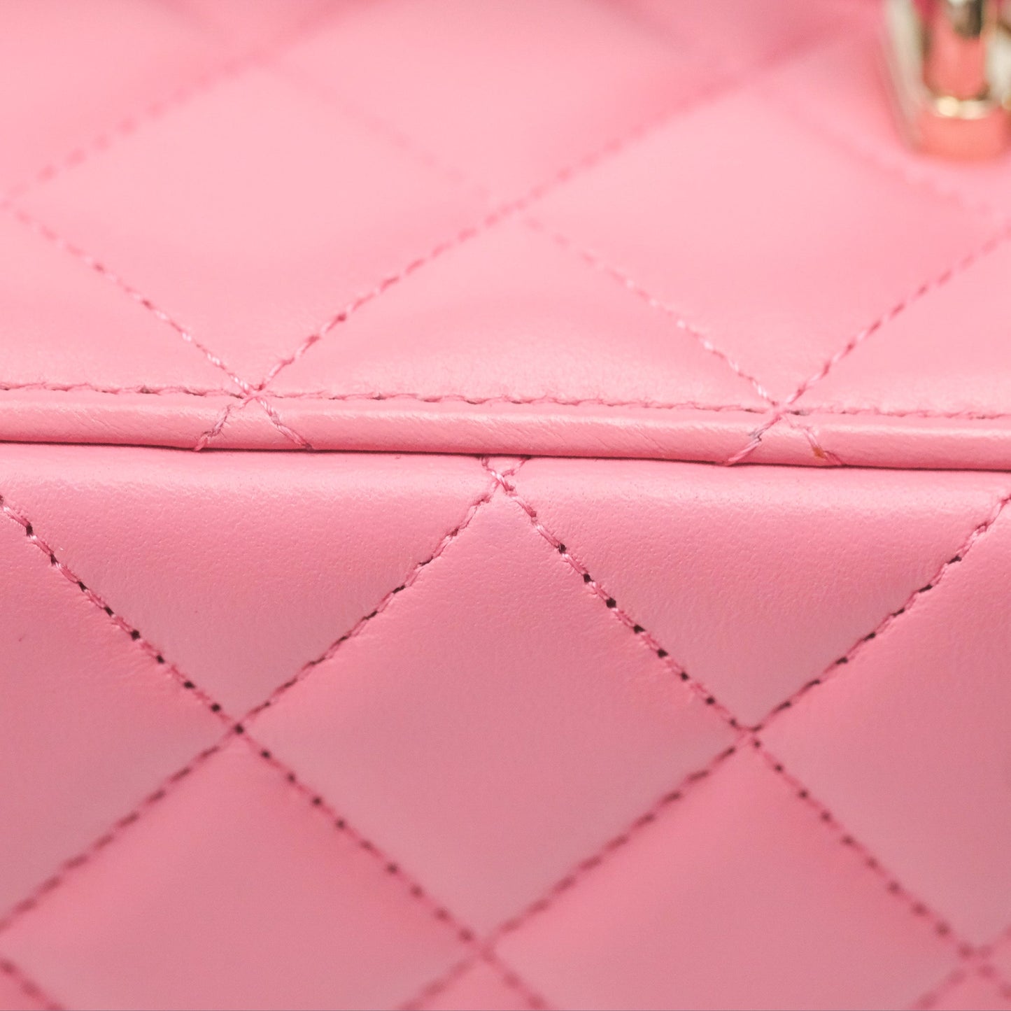 Chanel Vanity Rectangular Top Handle Pink Lambskin Gold Hardware