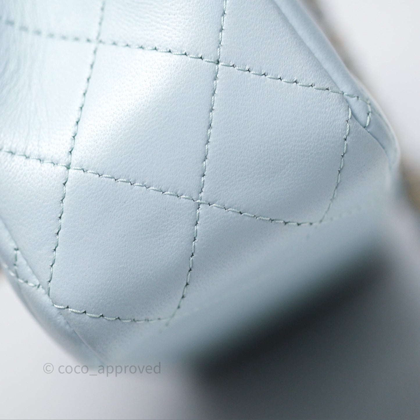 Chanel Top Handle Mini Rectangular Flap Light Blue Lambskin Gold Hardware