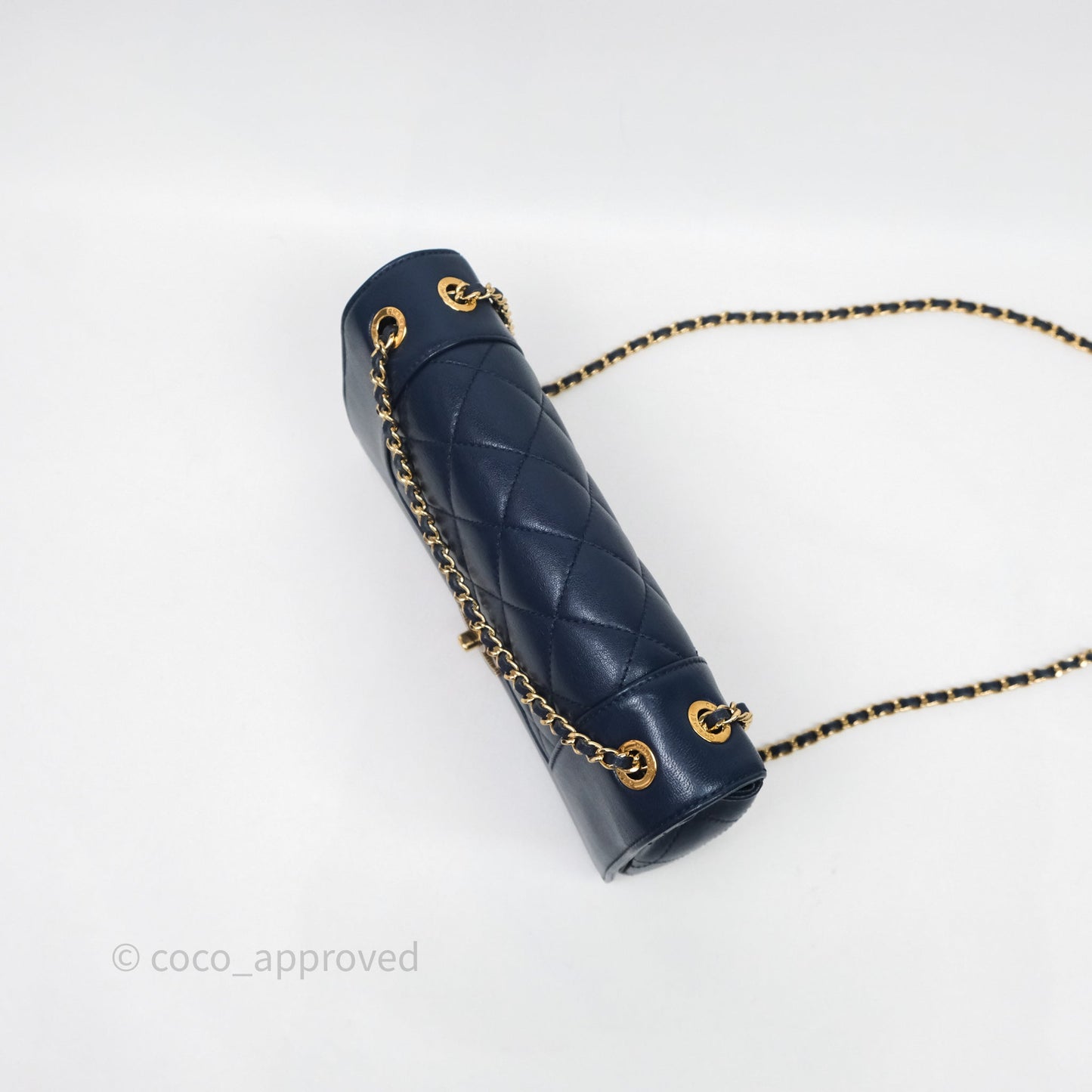 Chanel Mademoiselle Vintage Flap Bag Navy Sheepskin Gold Hardware
