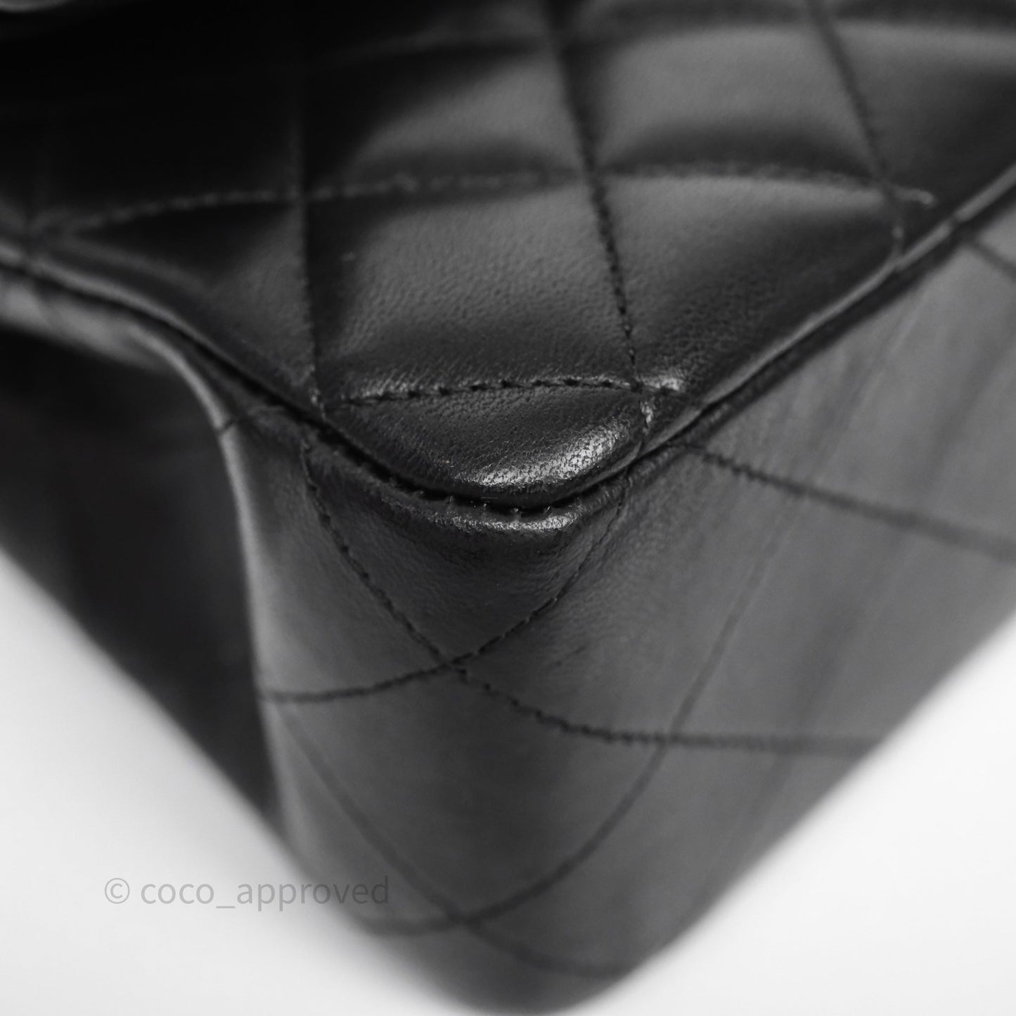 Chanel Classic M/L Medium Flap Quilted Black Lambskin Silver Hardware