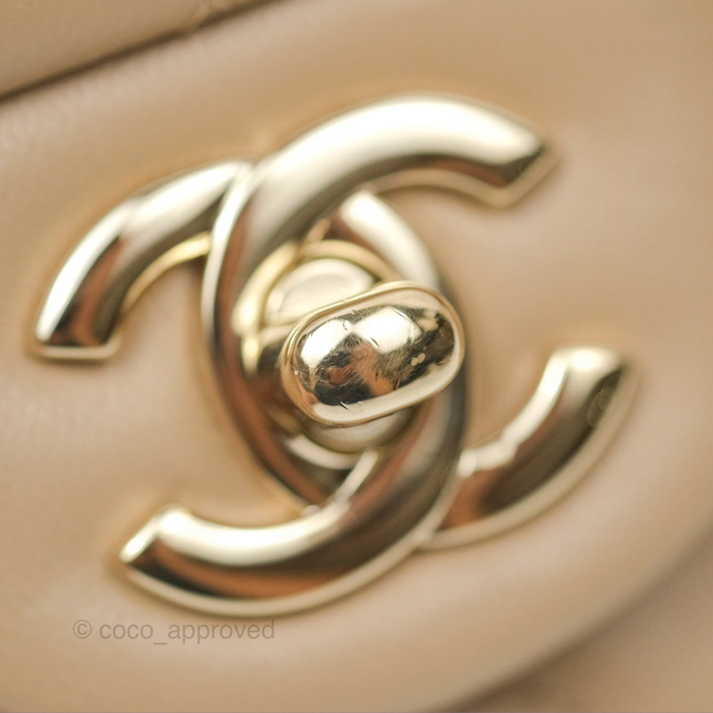 Chanel Mini Rectangular Quilted Beige Lambskin Gold Hardware