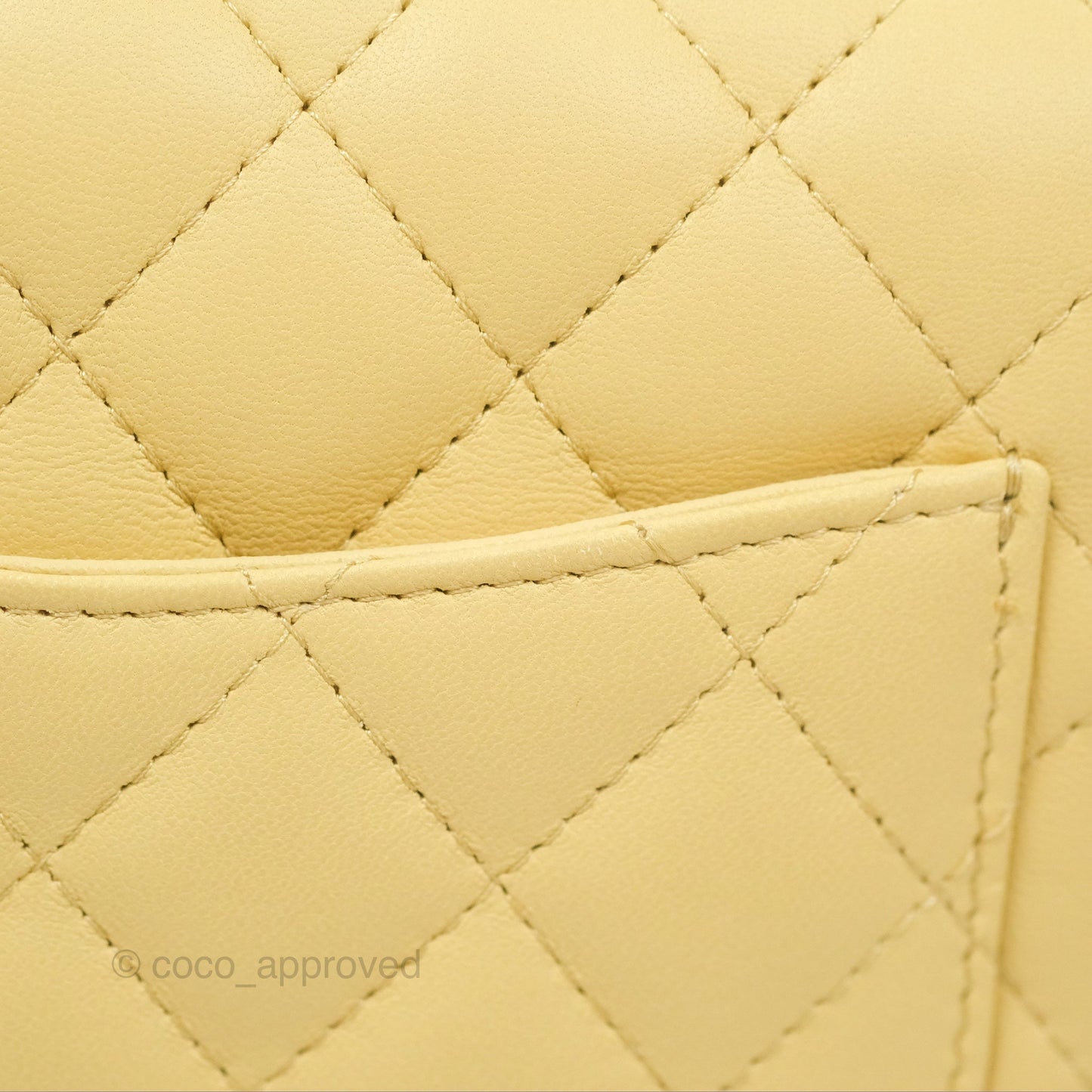 Chanel Mini Square Quilted Yellow Lambskin Gold Hardware
