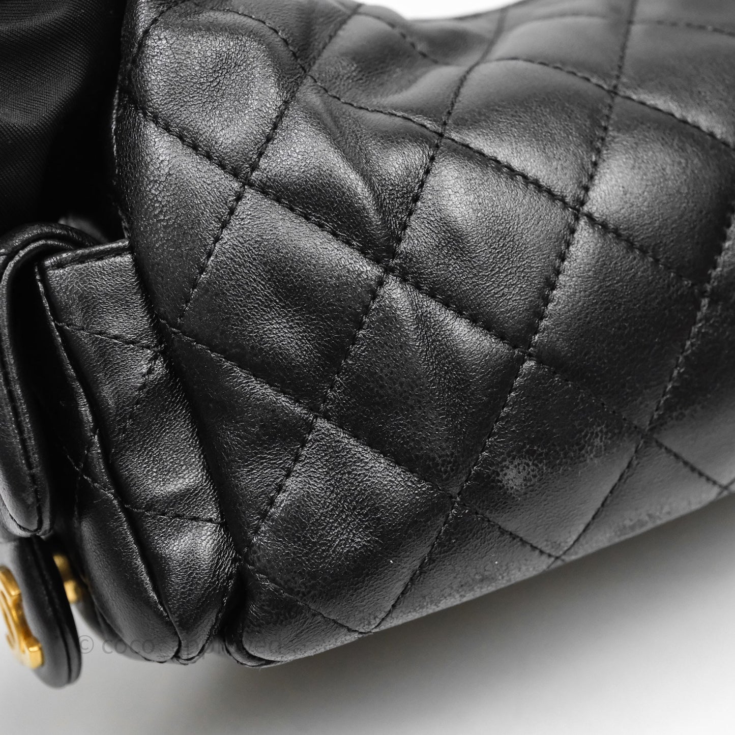 Chanel Small Quilted Trendy Double Pocket Hobo Black Lambskin Gold Hardware