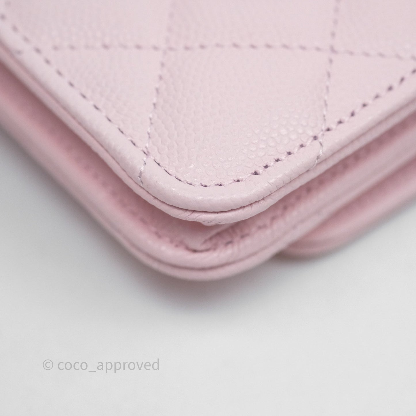 Chanel Classic Quilted Wallet on Chain WOC Light Pink Caviar Gold Hardware